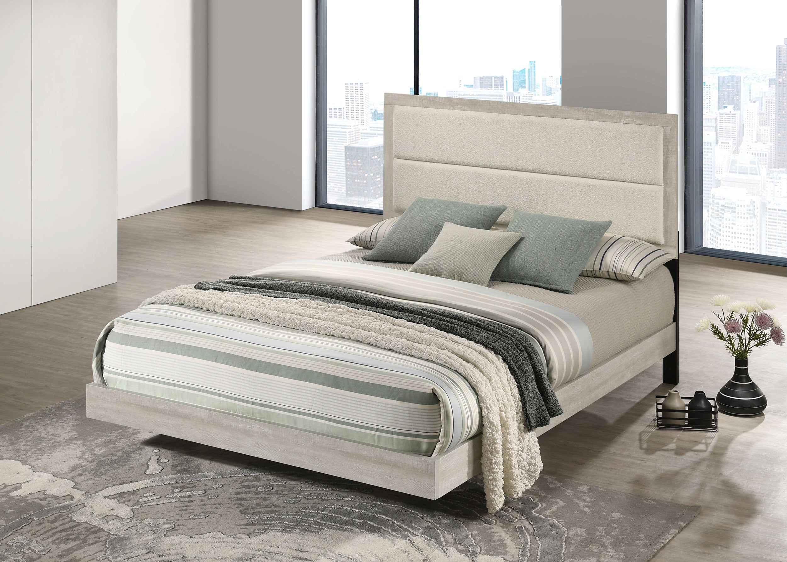 Trenton 54-inch Wood Queen Panel Bed Rustic Cream-