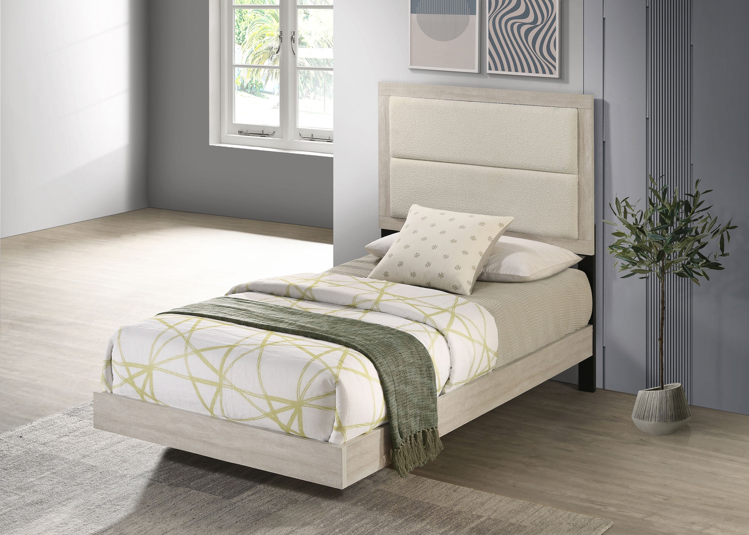 Trenton 54-inch Wood Twin Panel Bed Rustic Cream-