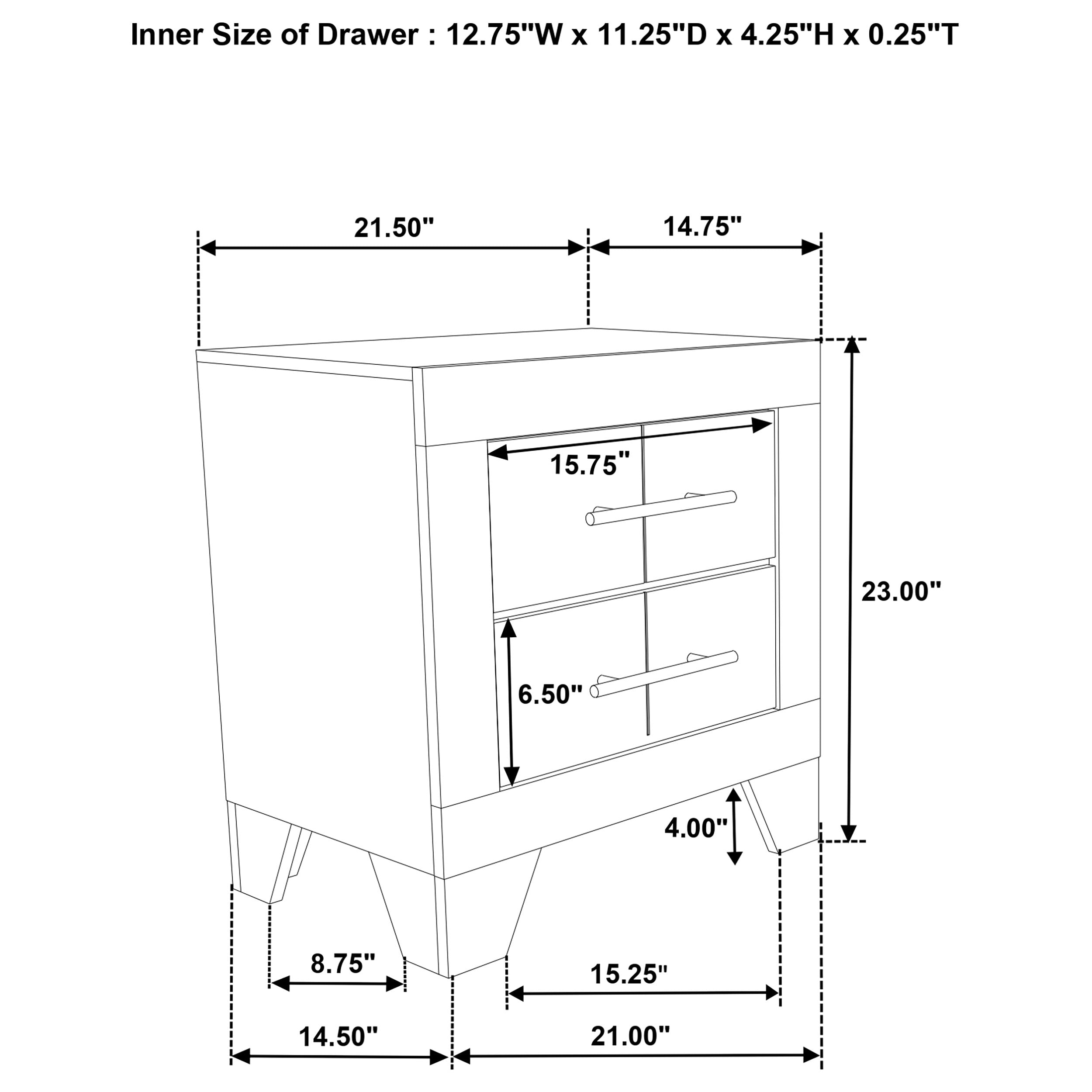 Trenton 2-drawer Nightstand Bedside Table Rustic Cream-