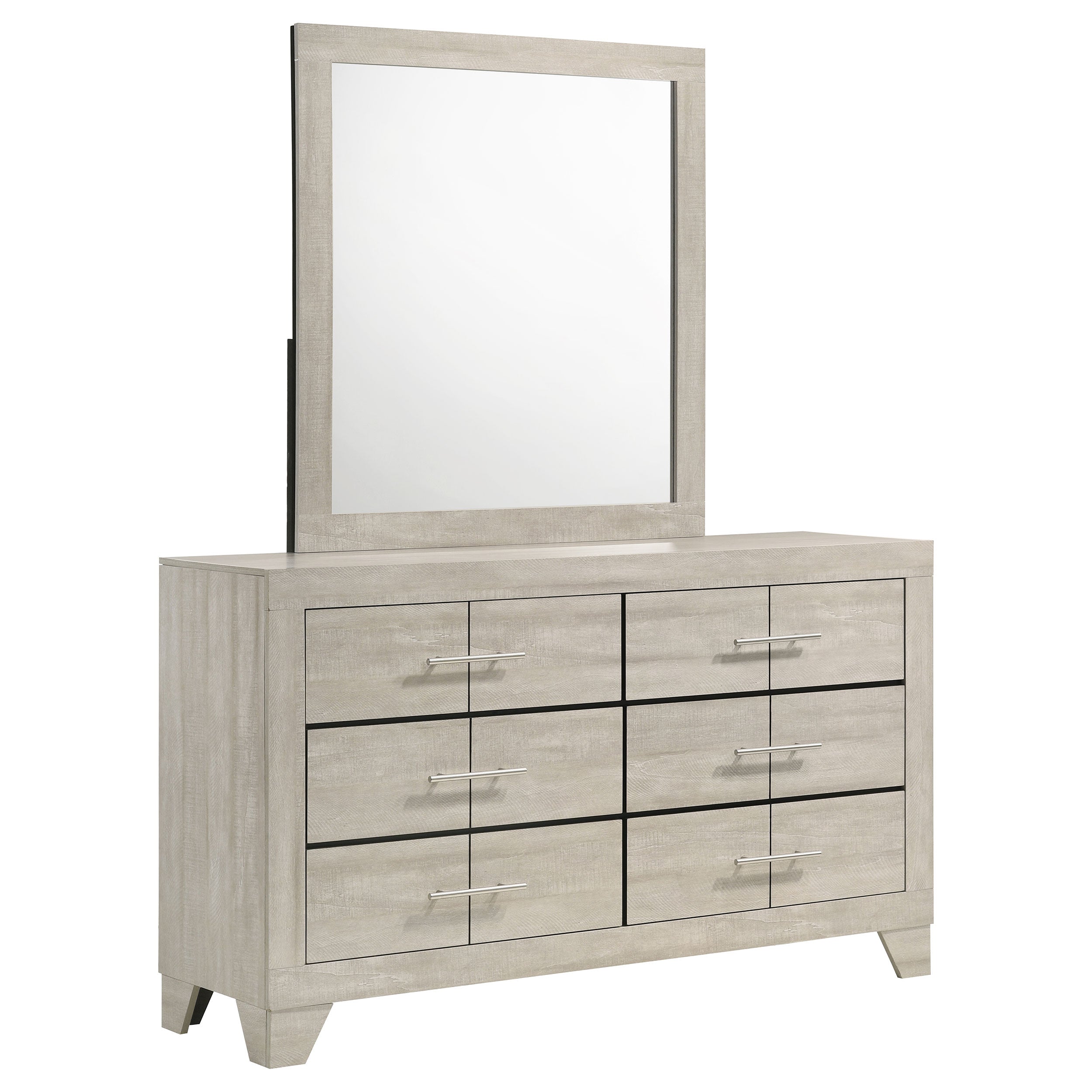 Trenton 6-drawer Bedroom Dresser With Mirror Rustic Cream-