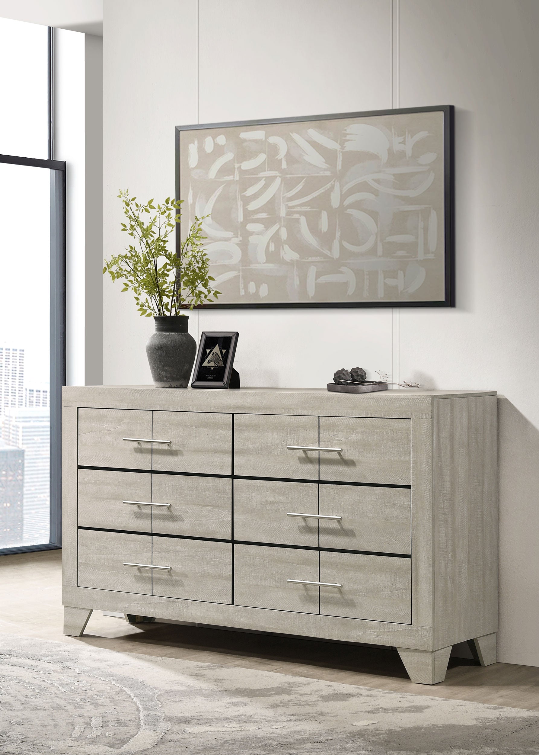 Trenton 6-drawer Bedroom Dresser Rustic Cream-