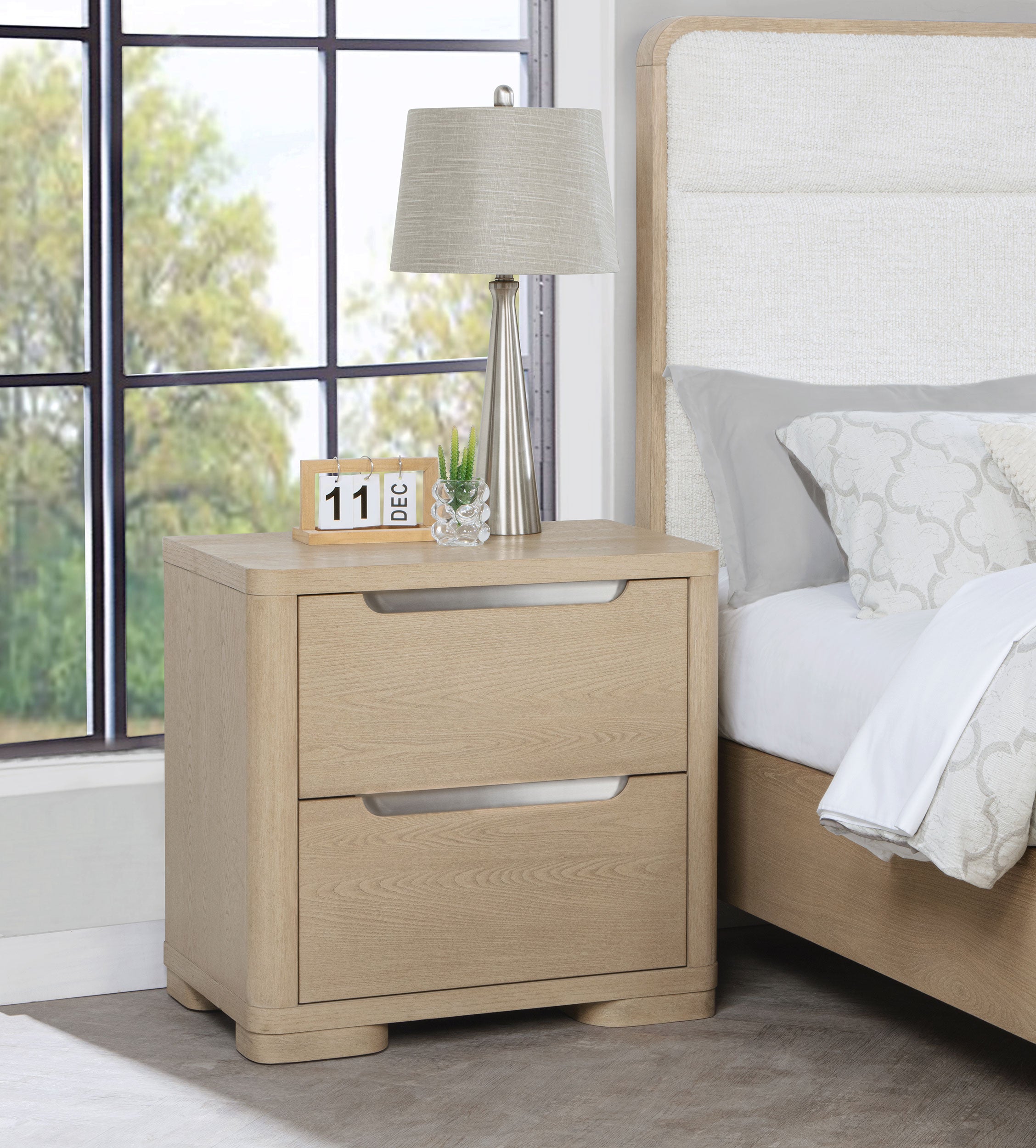 Ladera 2-drawer Nightstand Bedside Table Light Elm-