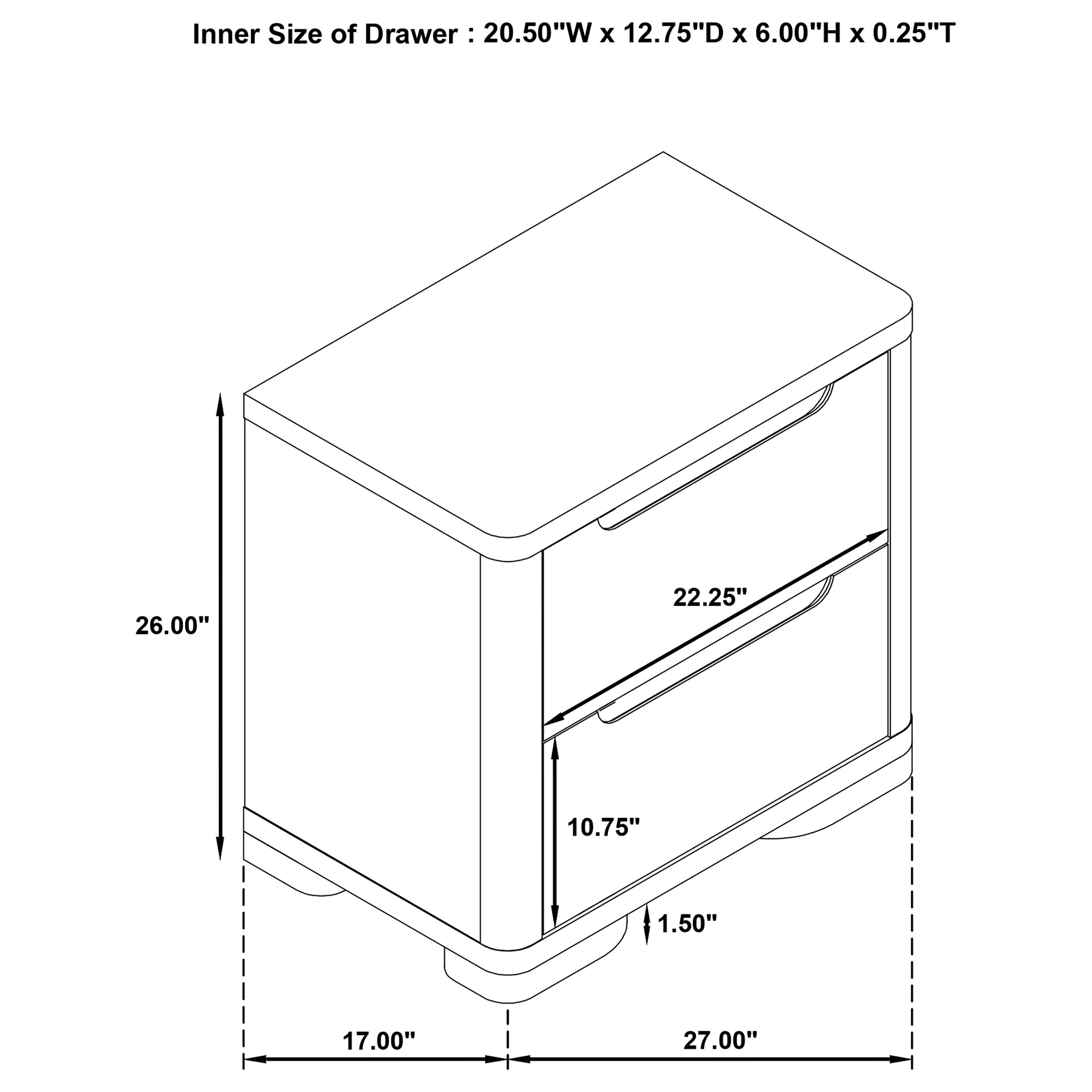 Ladera 2-drawer Nightstand Bedside Table Light Elm-