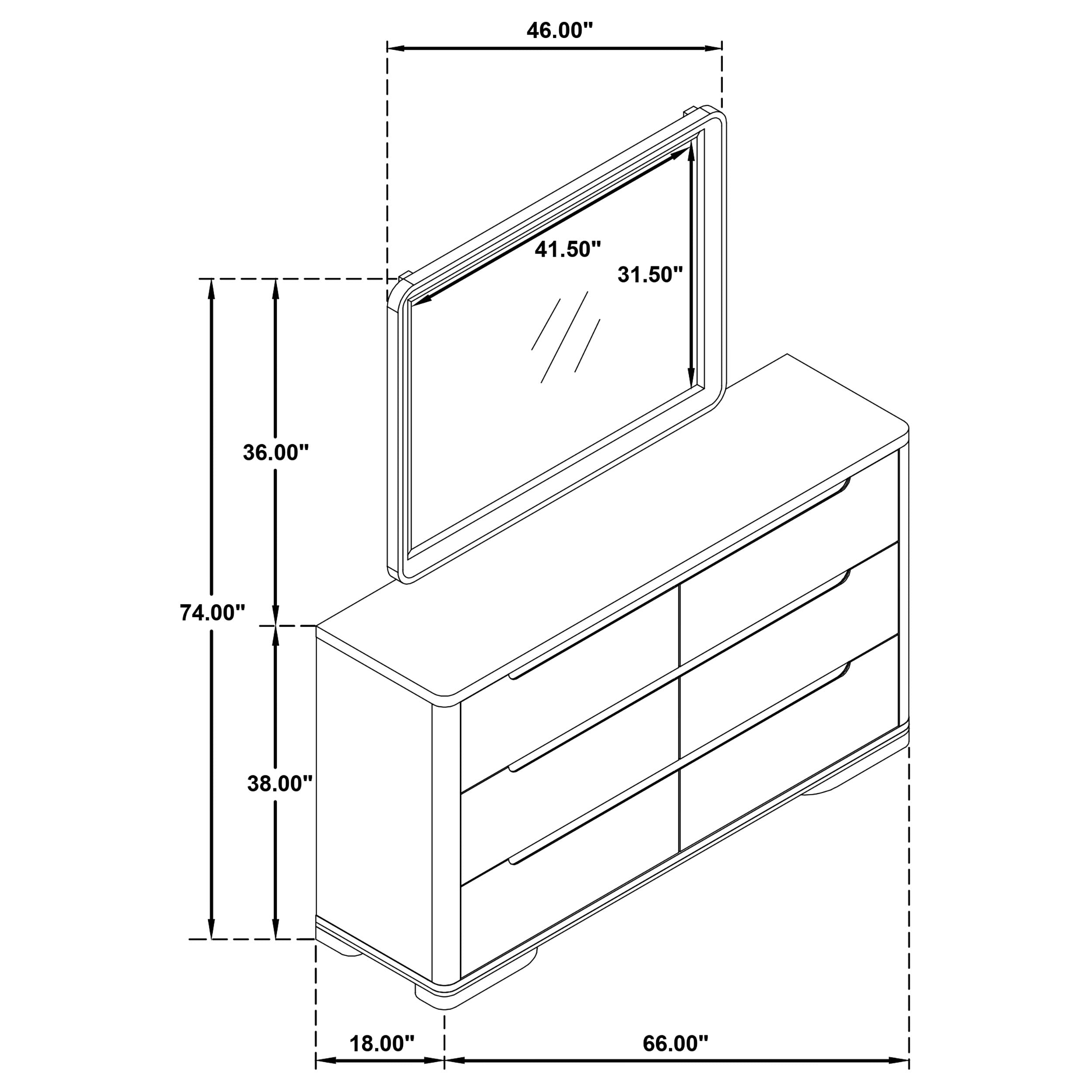 Ladera 6-drawer Bedroom Dresser and Mirror Light Elm-