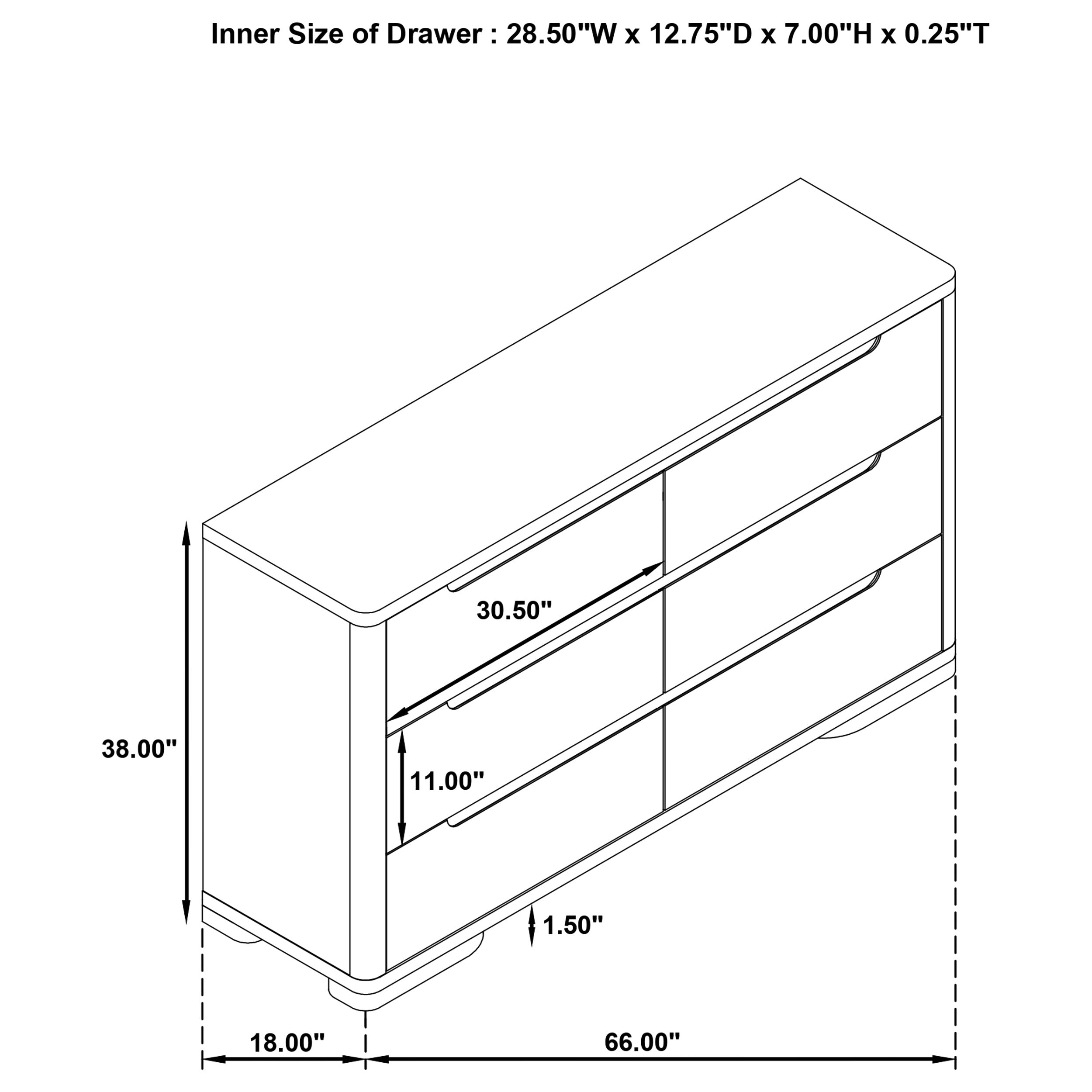 Ladera 6-drawer Bedroom Dresser Light Elm-