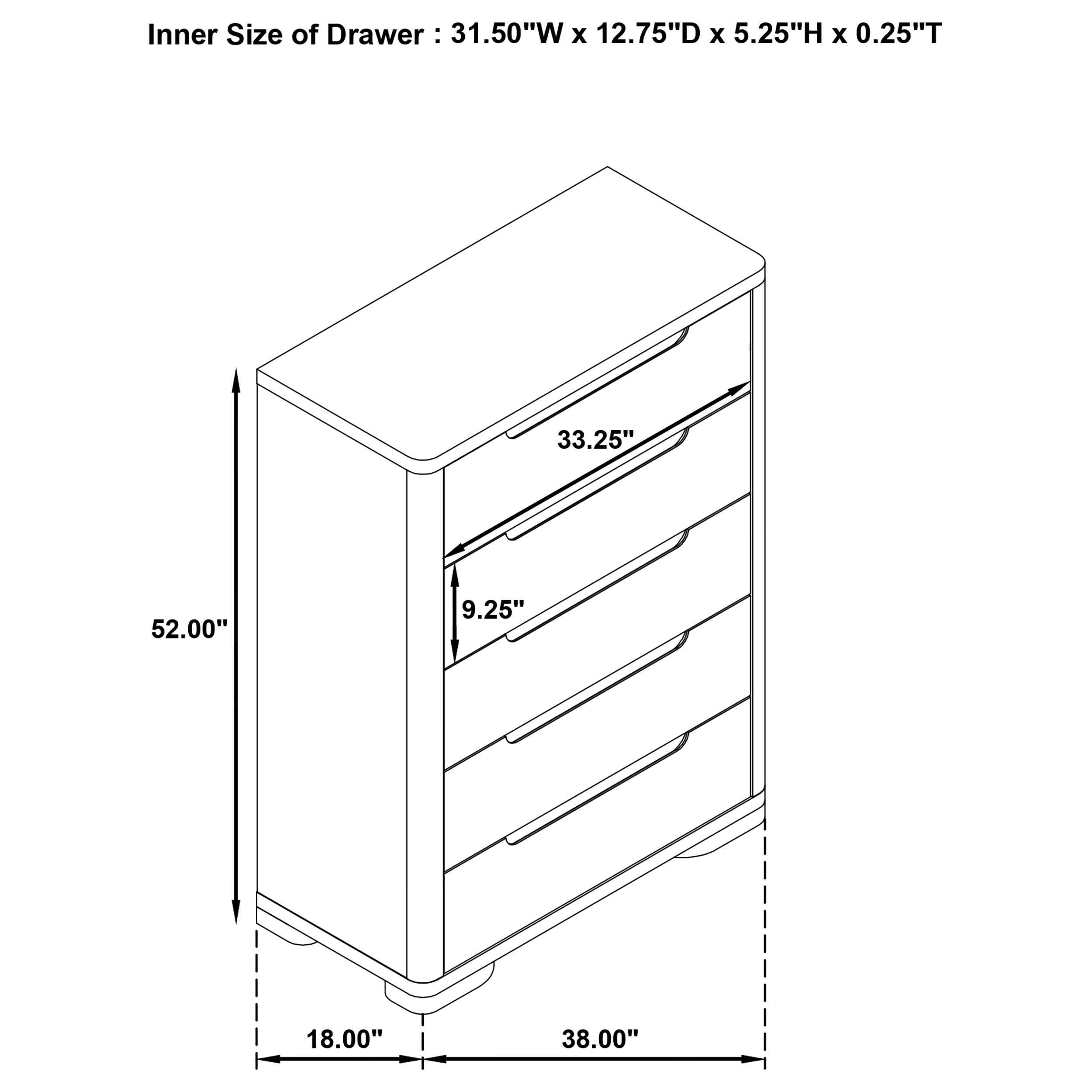 Ladera 5-drawer Bedroom Chest of Drawers Light Elm-