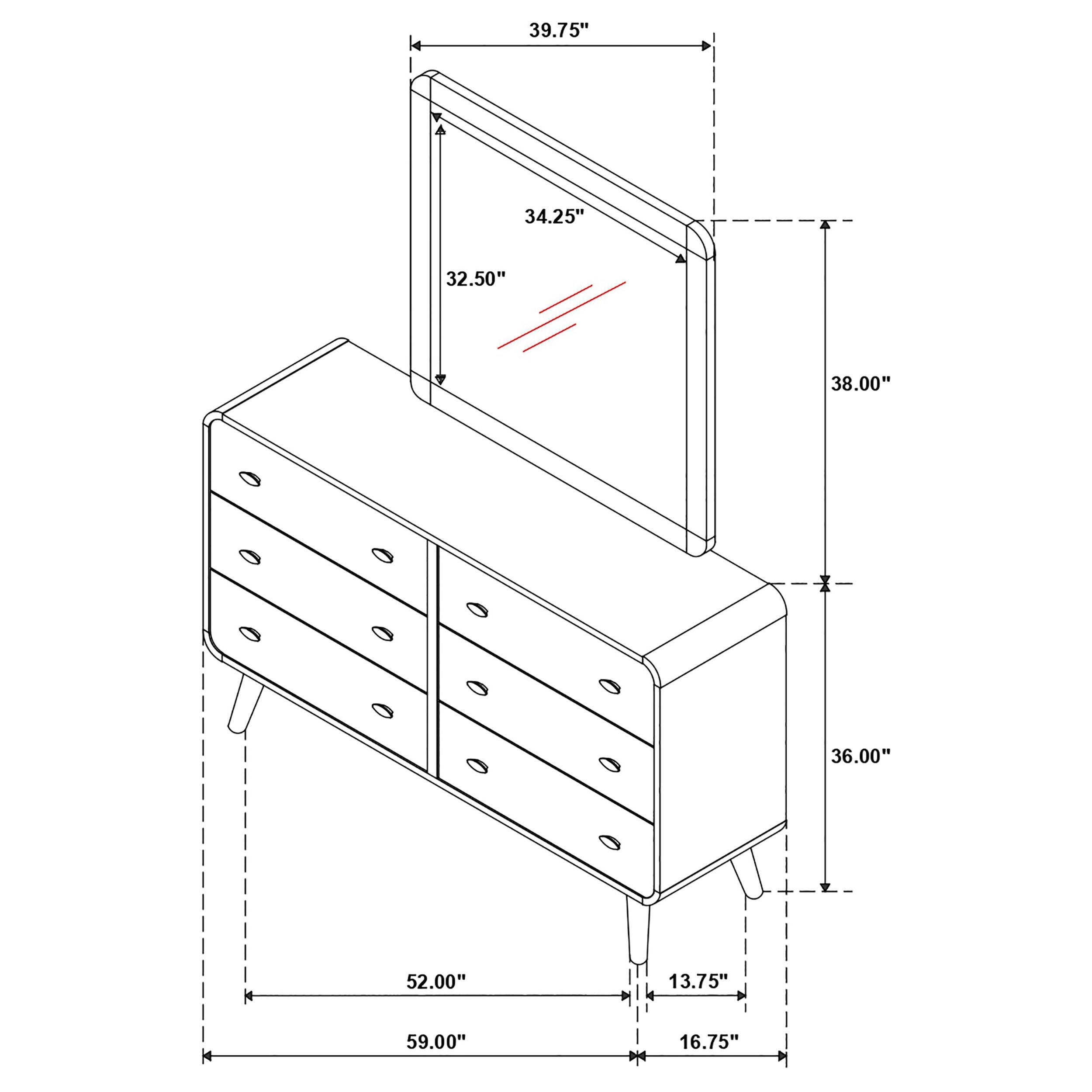 Robyn 6-drawer Bedroom Dresser and Mirror Light Ash-