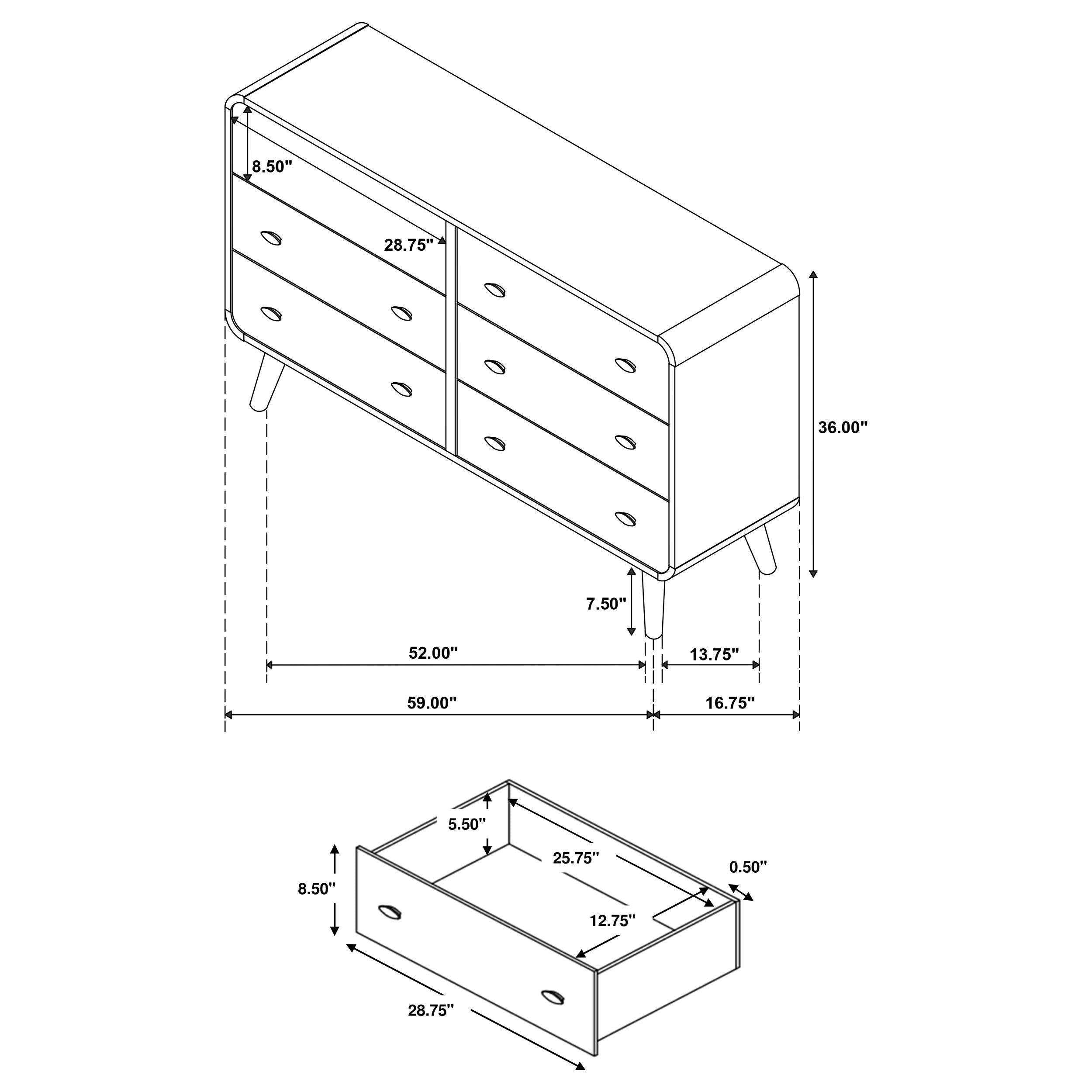 Robyn 6-drawer Bedroom Dresser Light Ash-