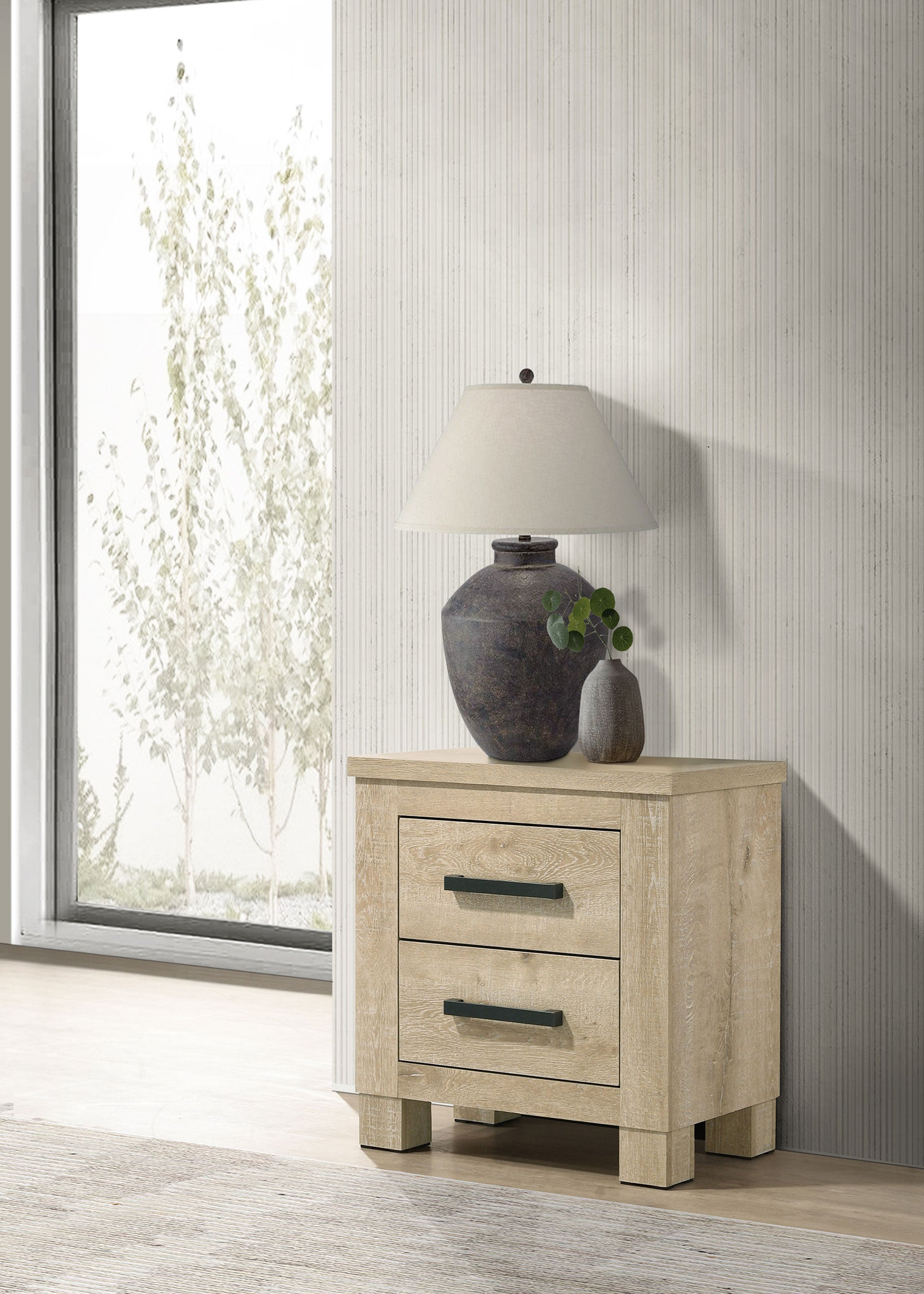 Oakglen 2-drawer Nightstand Bedside Table Weathered Oak-