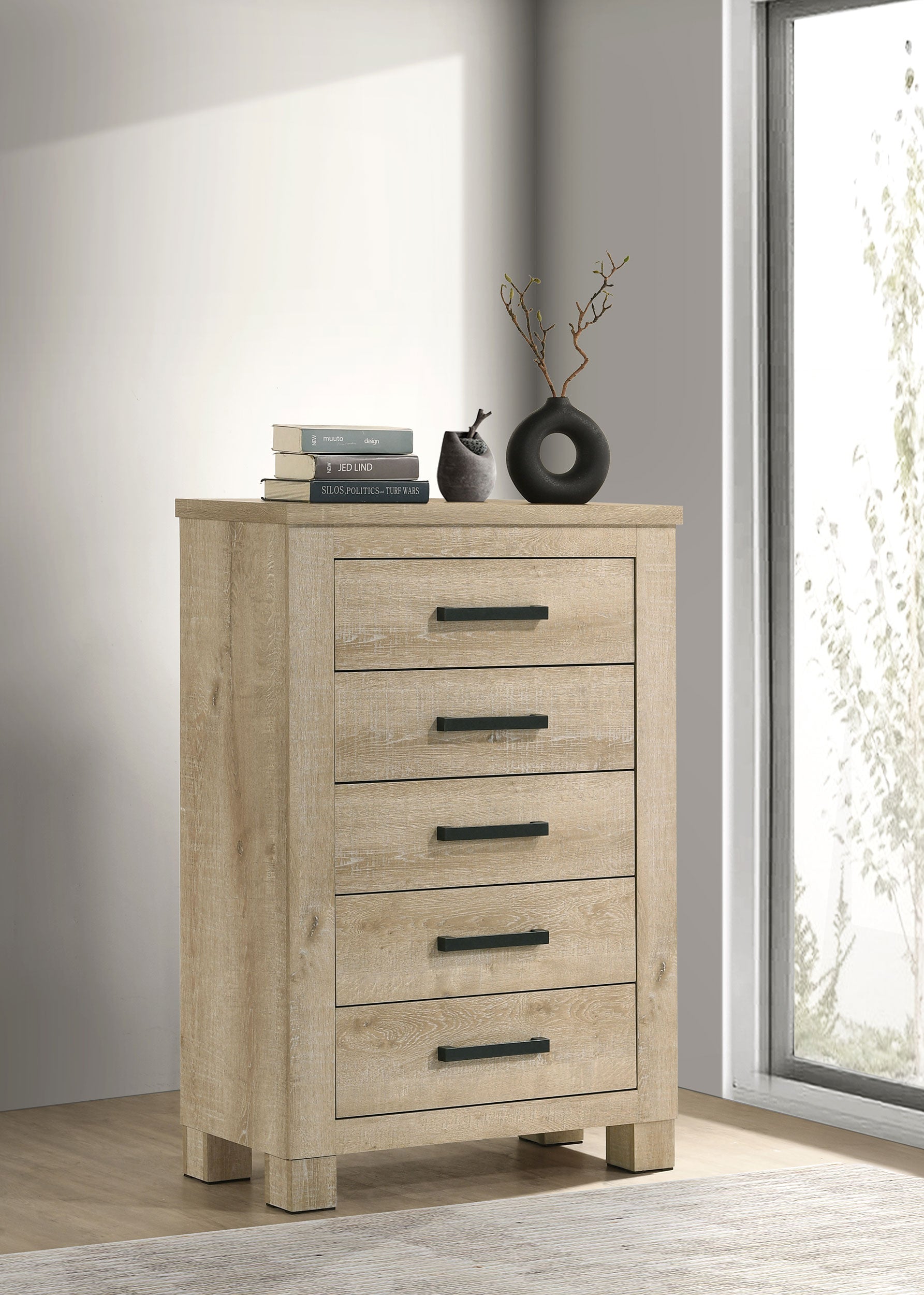 Oakglen 5-drawer Bedroom Chest of Drawers Weathered Oak-