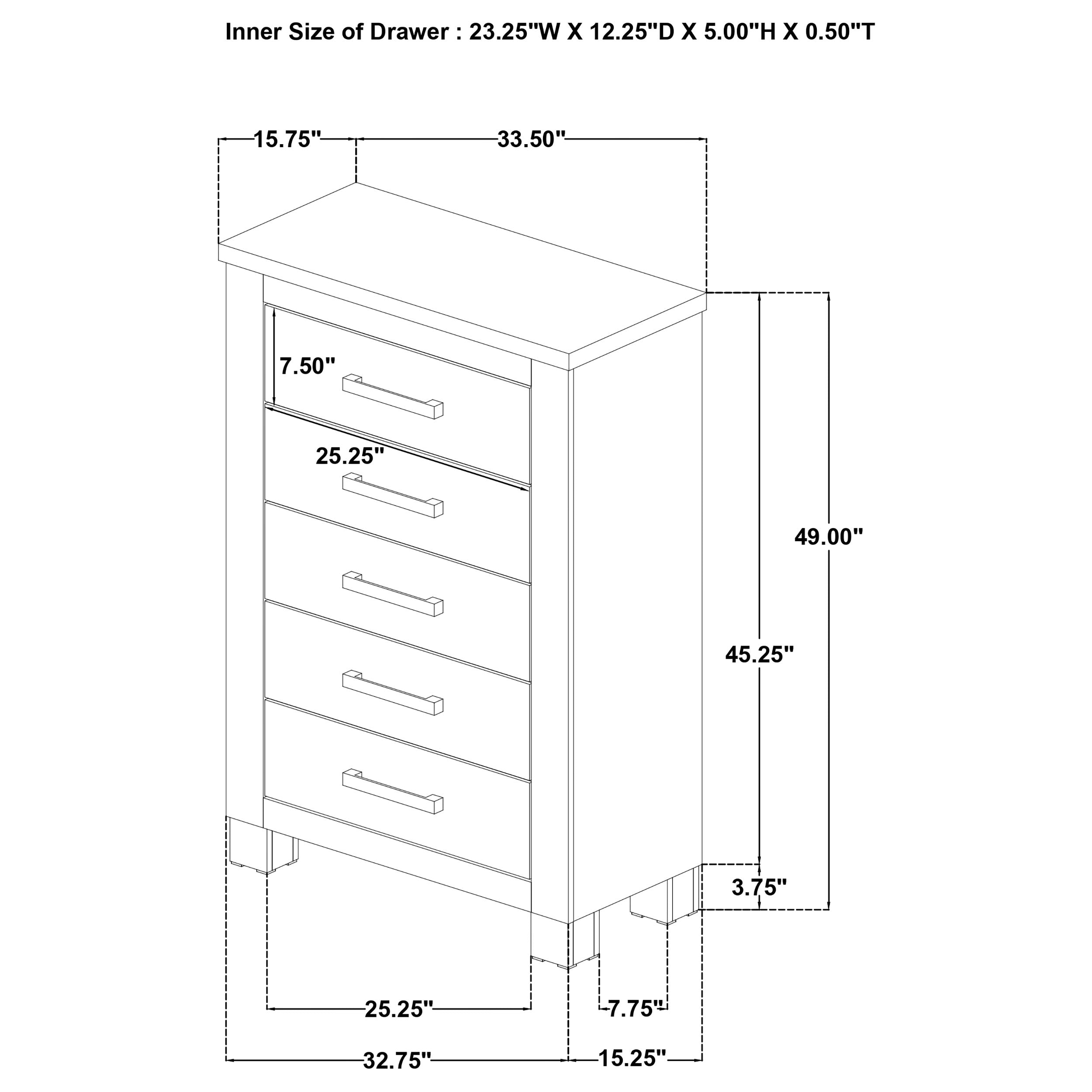 Oakglen 5-drawer Bedroom Chest of Drawers Weathered Oak-