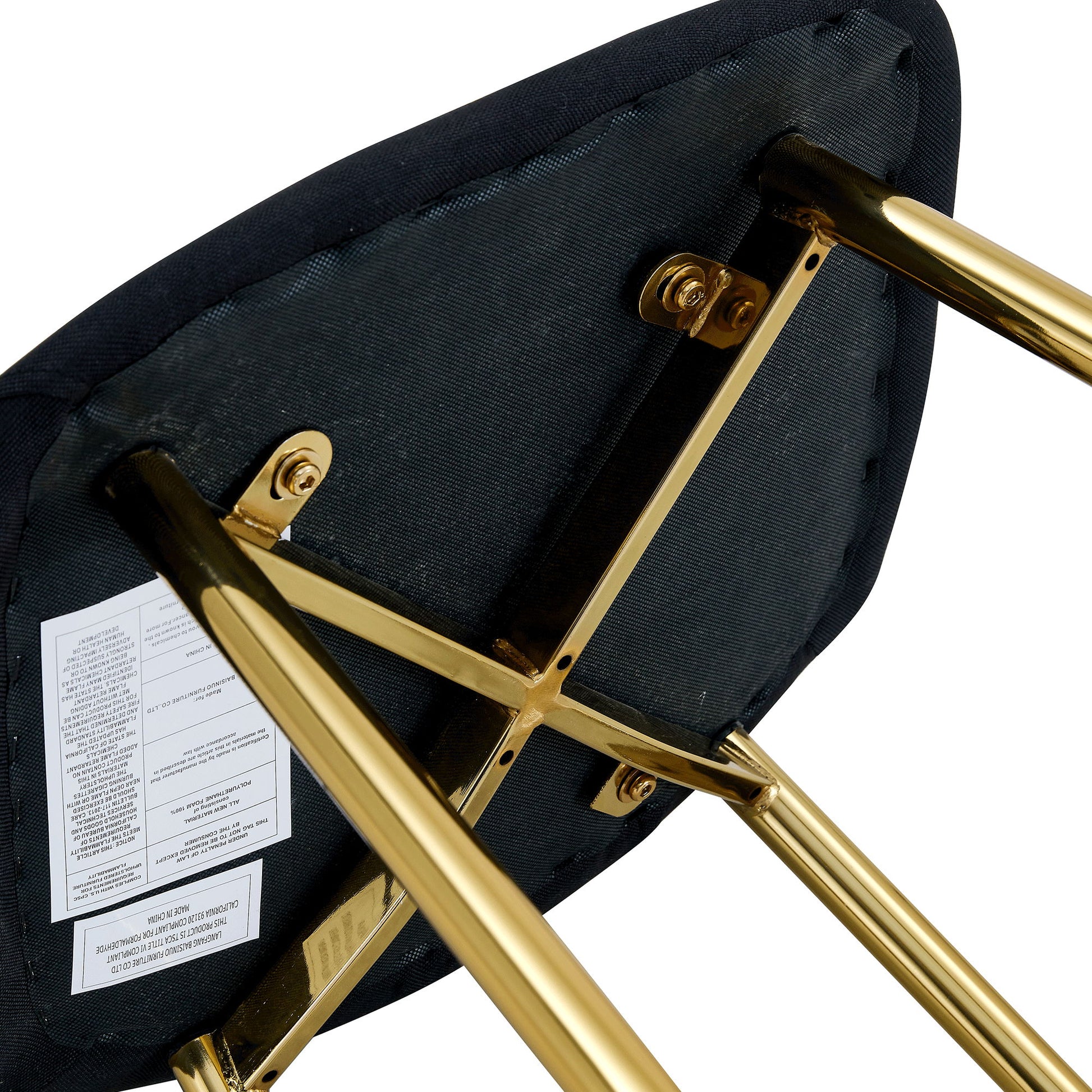 Luxury Simple Chair (Set of 4) Linen Cotton High Resilience Dining Chair With Metal en Legs - Black / Gold - Best Buy Furniture