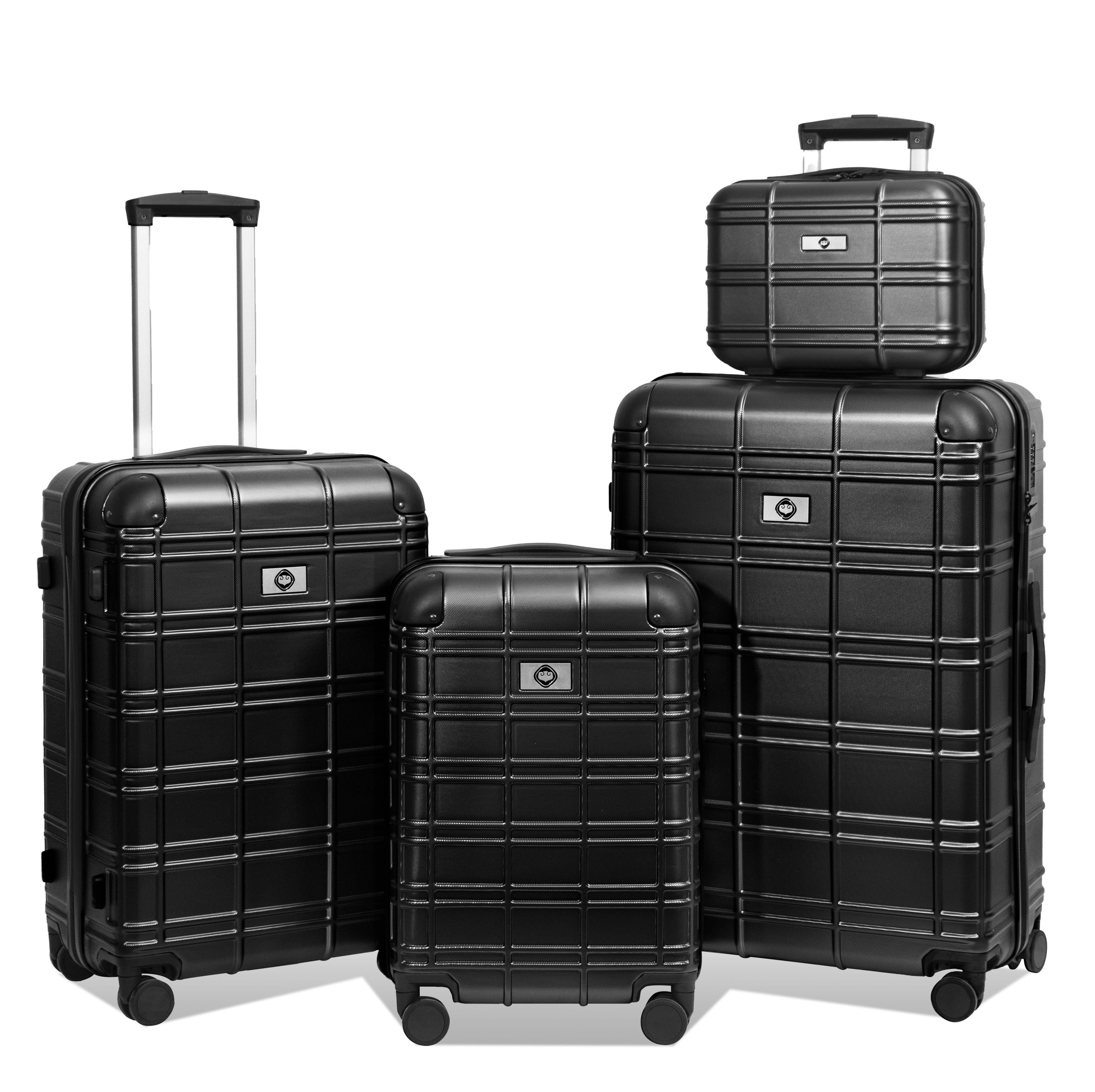 Luggage-Sets-ABS+PC-Hardshell-4pcs--Luggage-Hardside-Lightweight-Durable-Suitcase-sets-Spinner-Wheels-Suitcase-with-TSA-Lock-(12/20/24/28),black-Luggage-Sets