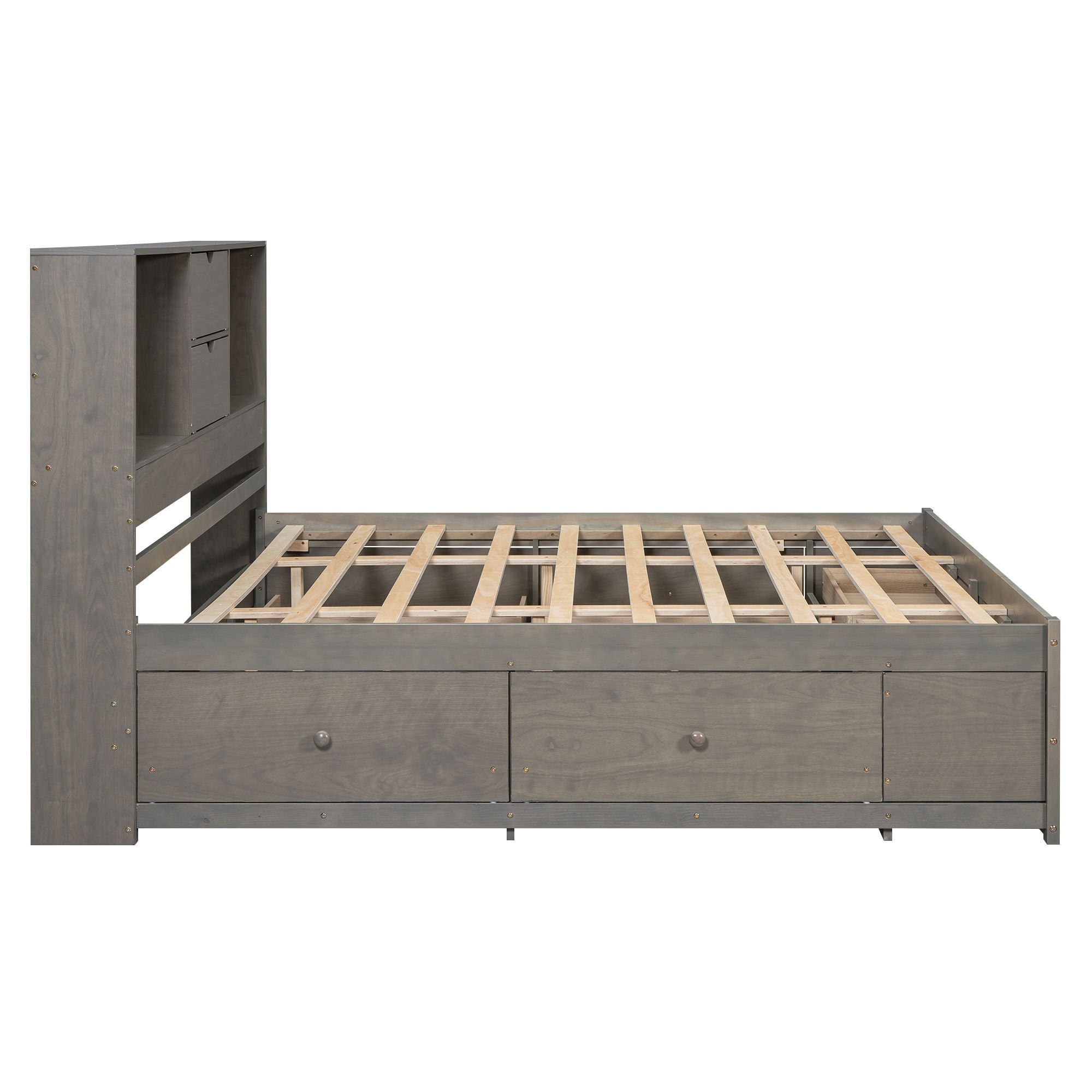 Platform Bed With Storage Headboard And 8 Drawers