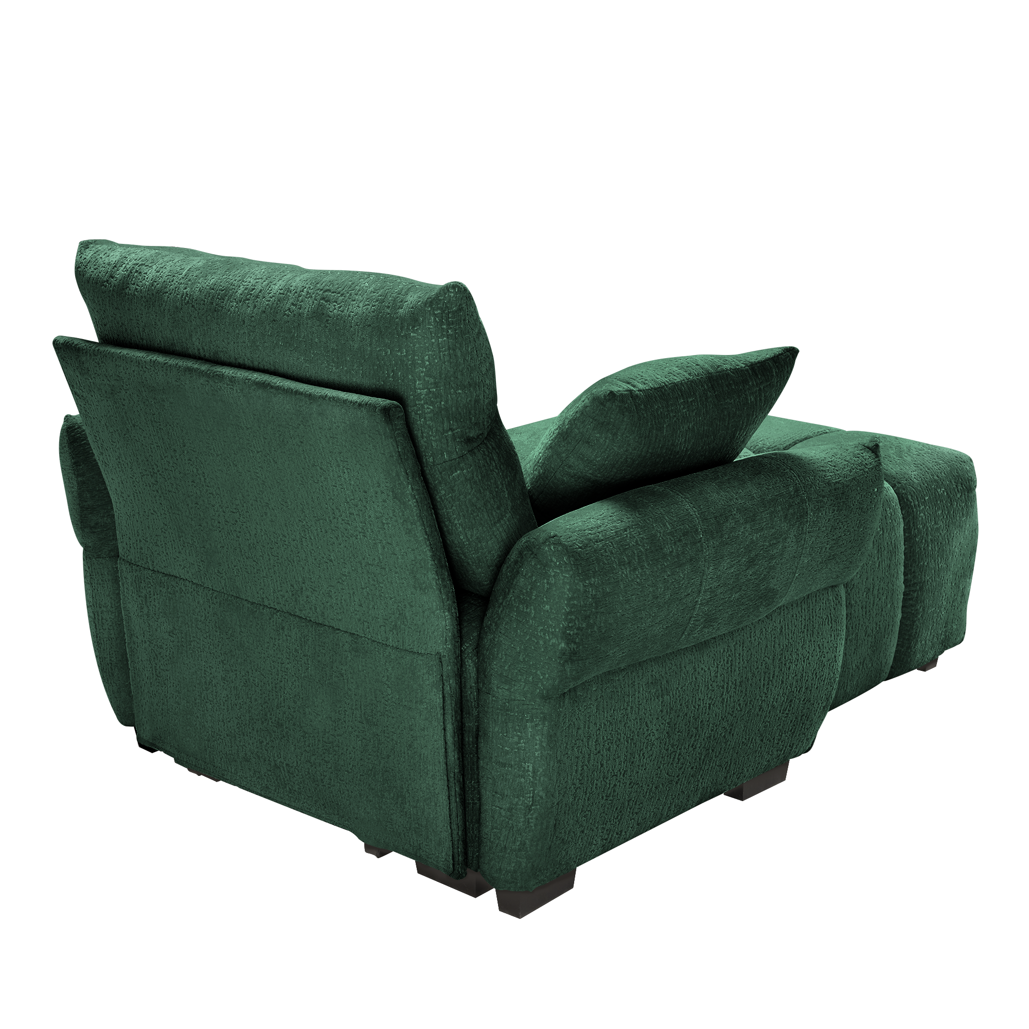 Ergonomic Single Seater Sofa with Ottoman in High-Green Chenille