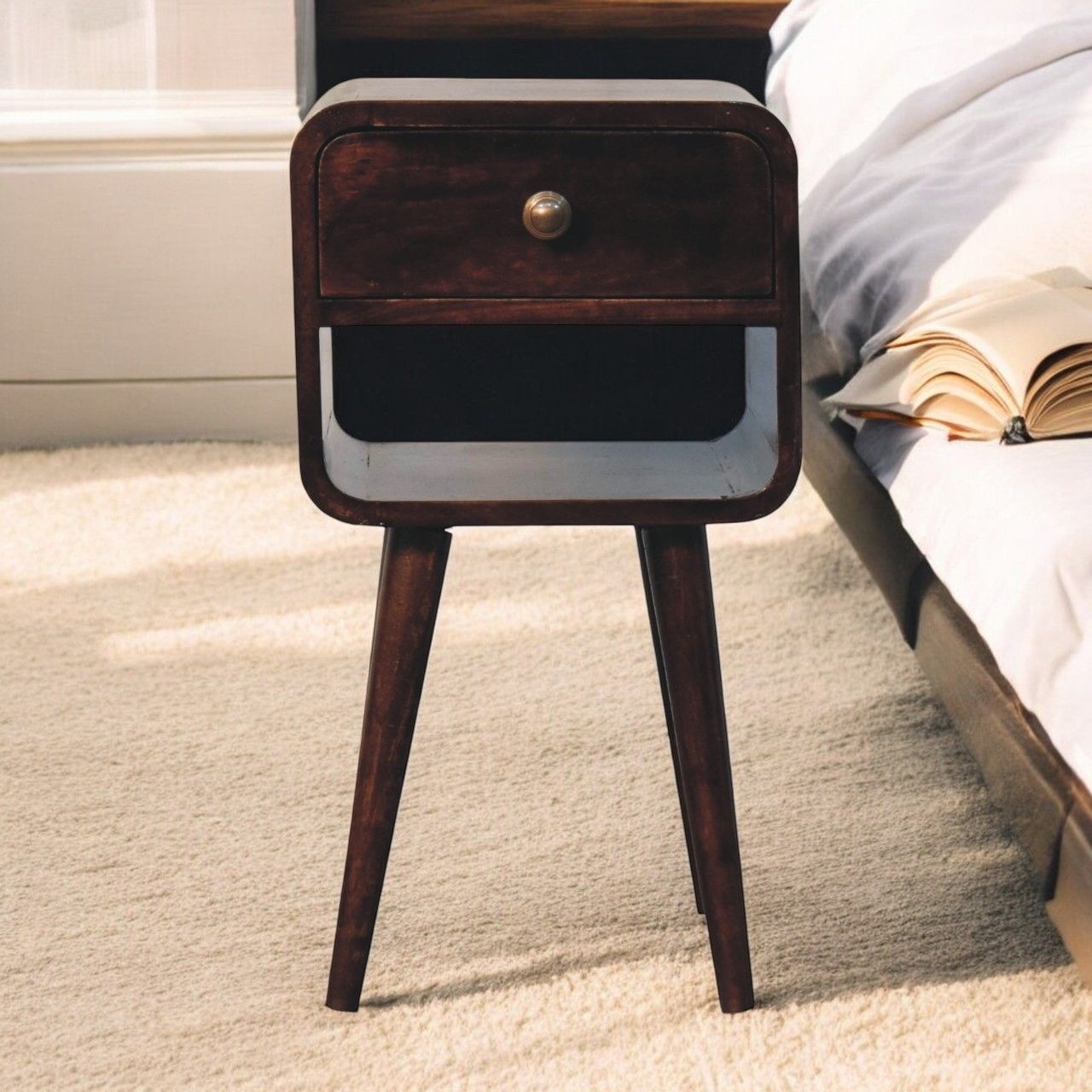 Mini California Curved Nightstand Wth Lower Slot - Best Buy Furniture