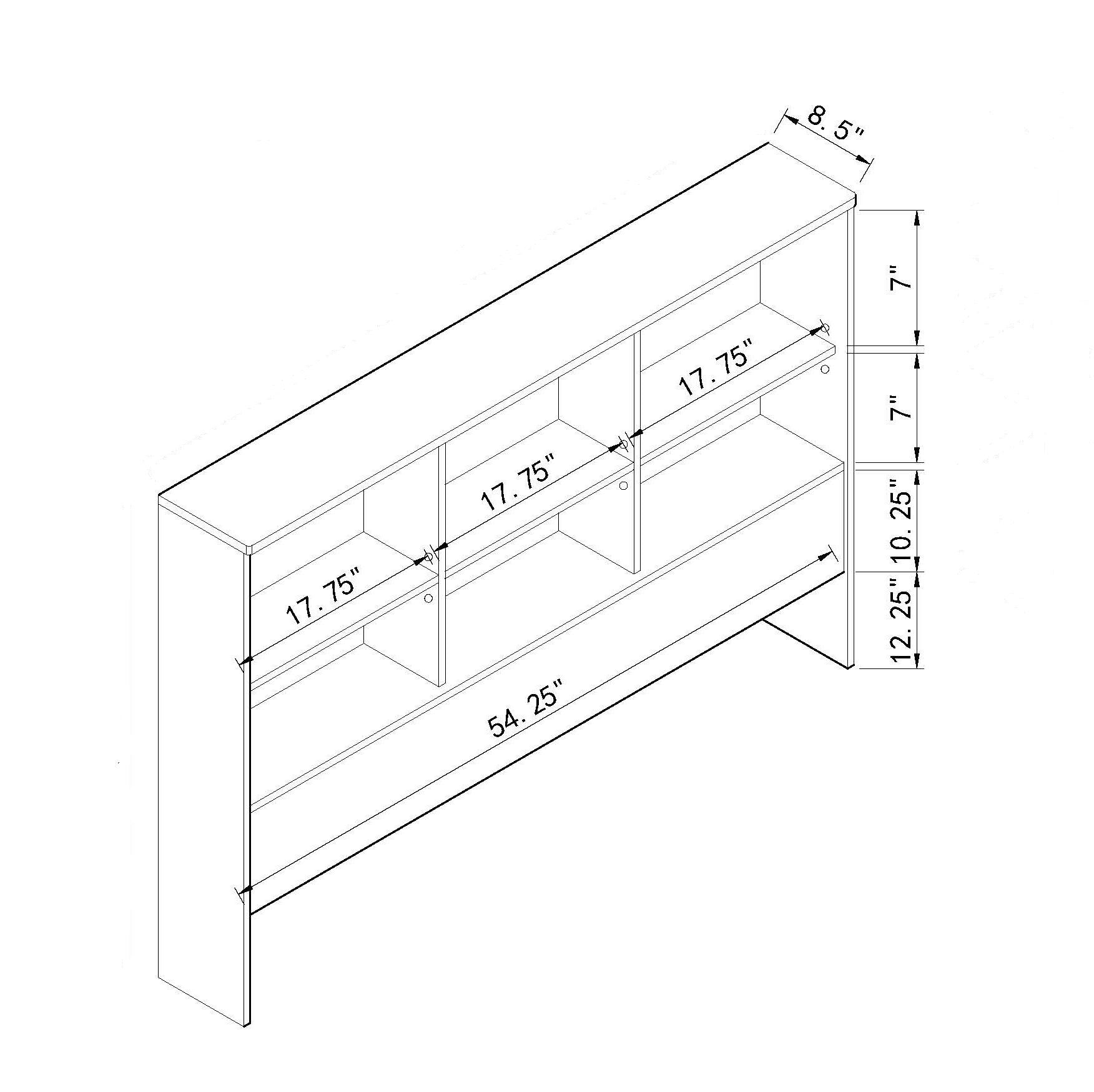 Bookcase Headboard 6 Shelves 3 Shelves Adjustable Top Panel Rounded Corners