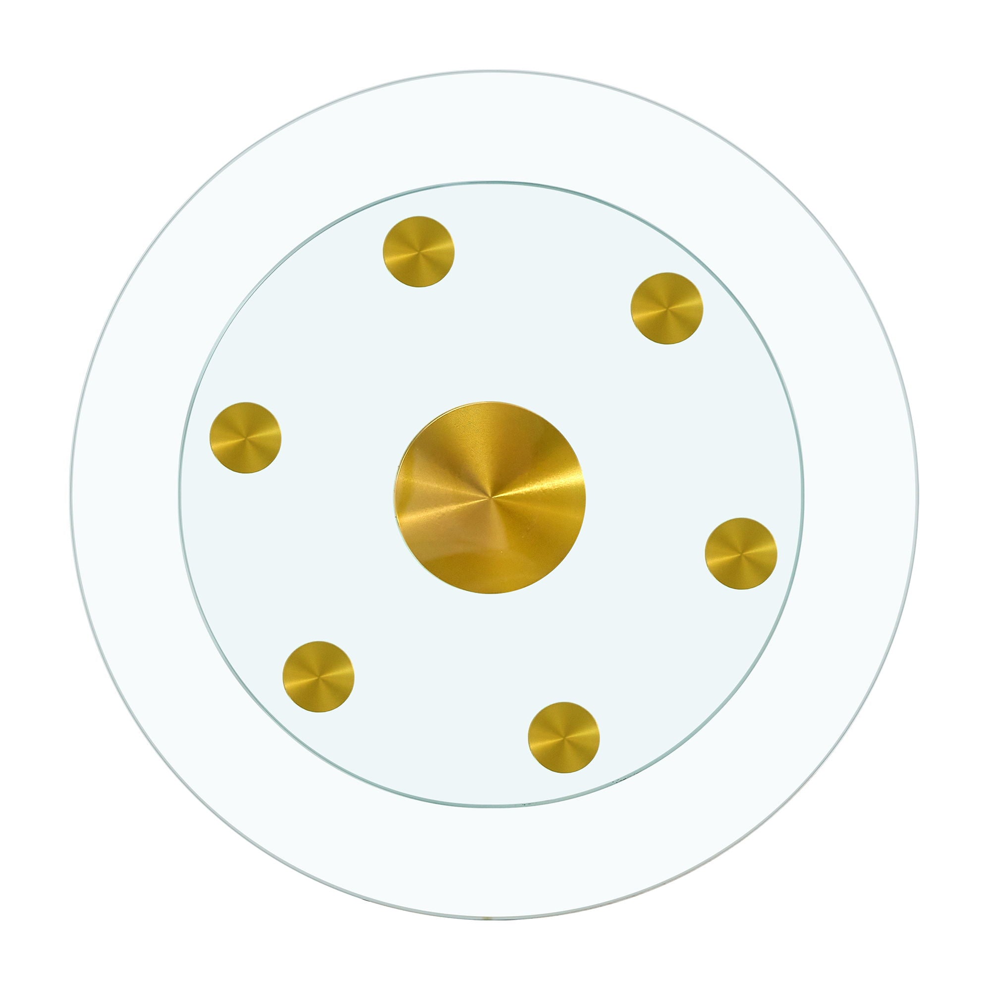 Double Layer Rotatable Round Glass Plate - Gold / Transparent
