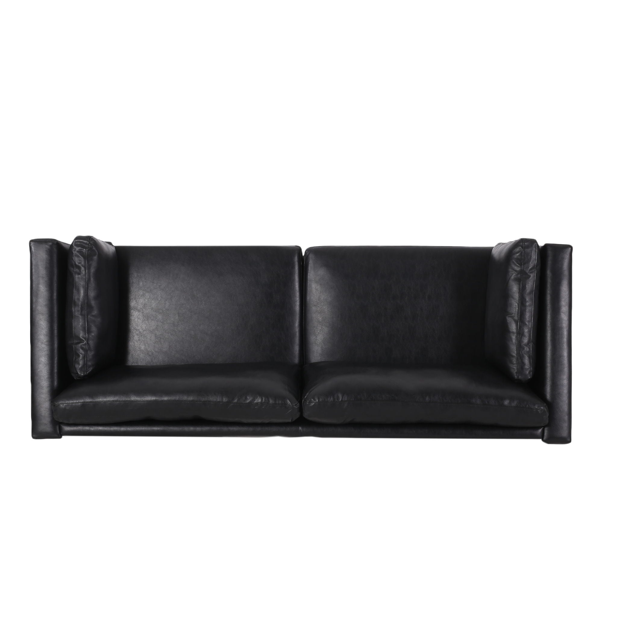 Contemporary 3 Seater Sofa With Tuxedo Arms - Black