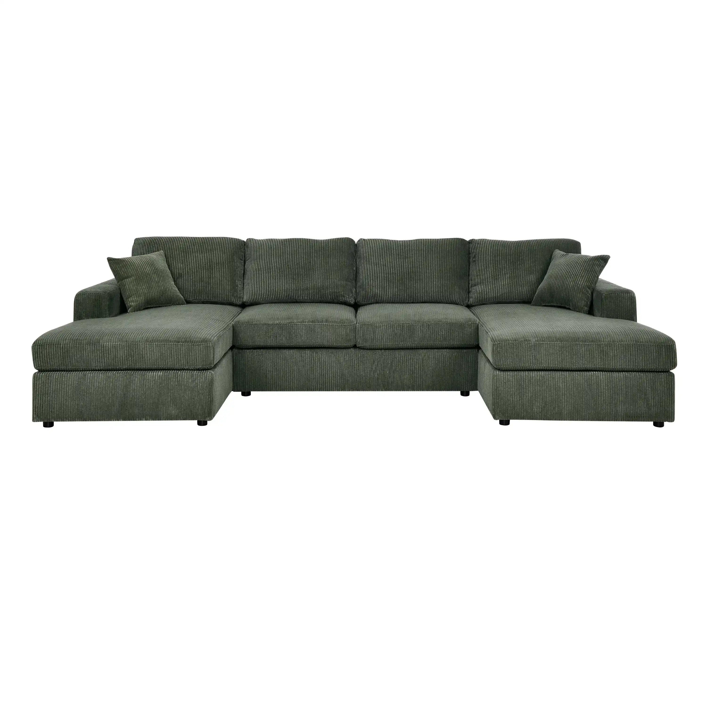 Amura 3 Piece Corduroy Double-Chaise Sectional