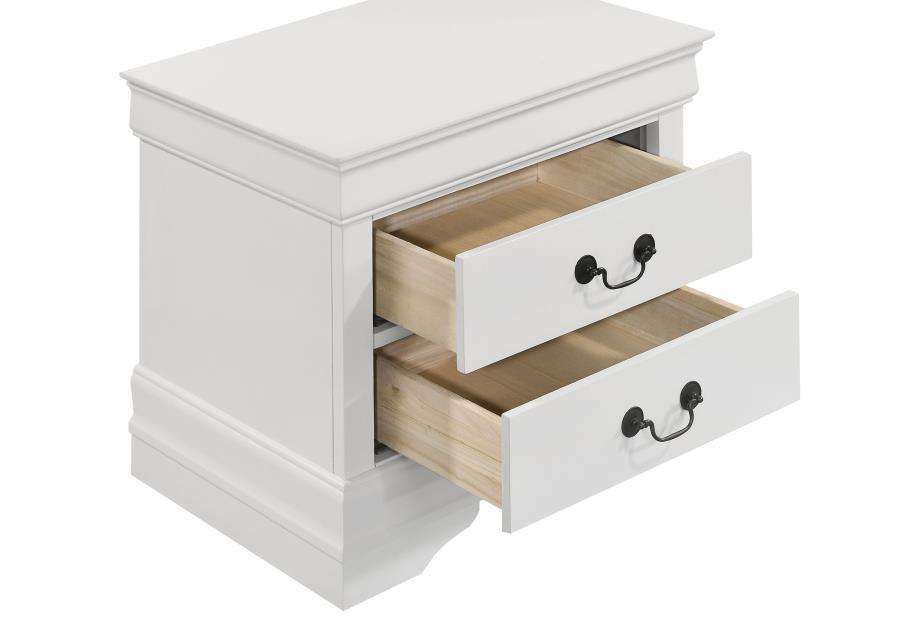 Louis Philippe - 2-Drawer Nightstand Bedside Table - White - Best Buy Furniture