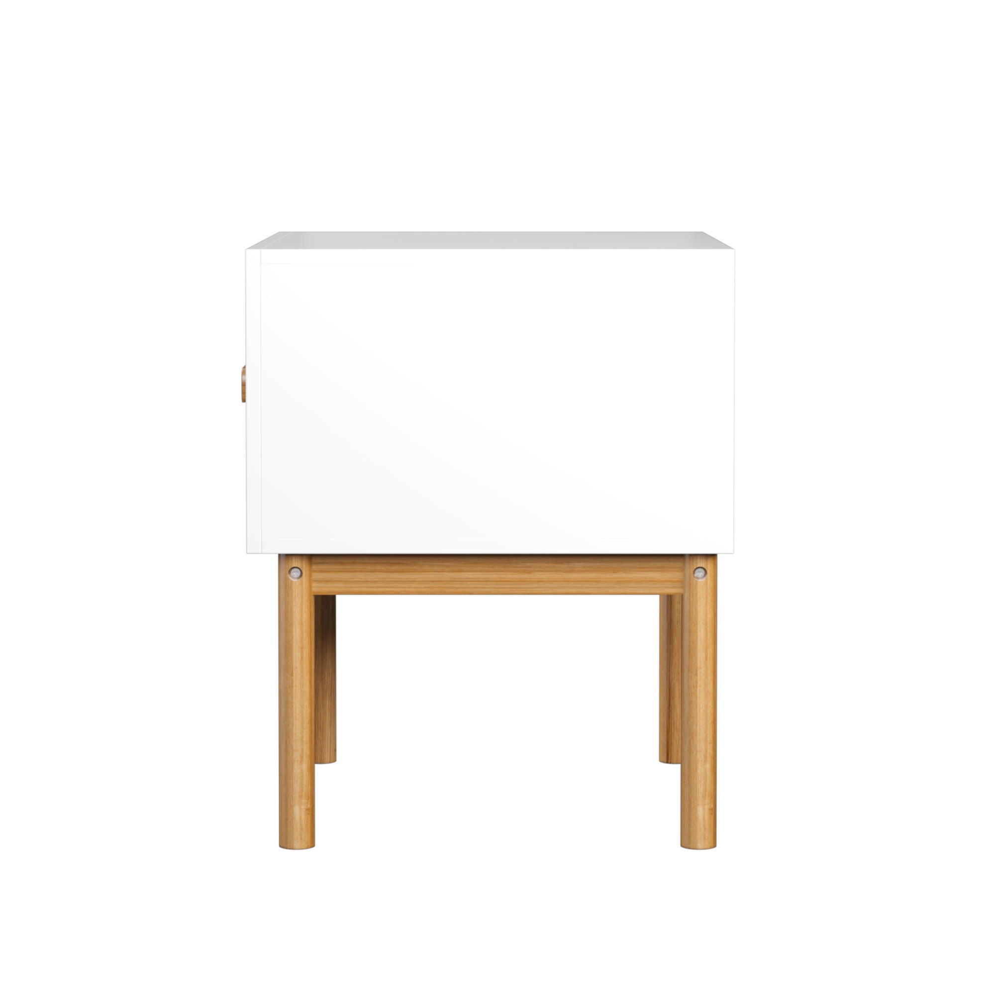 Nightstand With Drawer, Minimalist Bedside Table With Handle For Bedroom - White