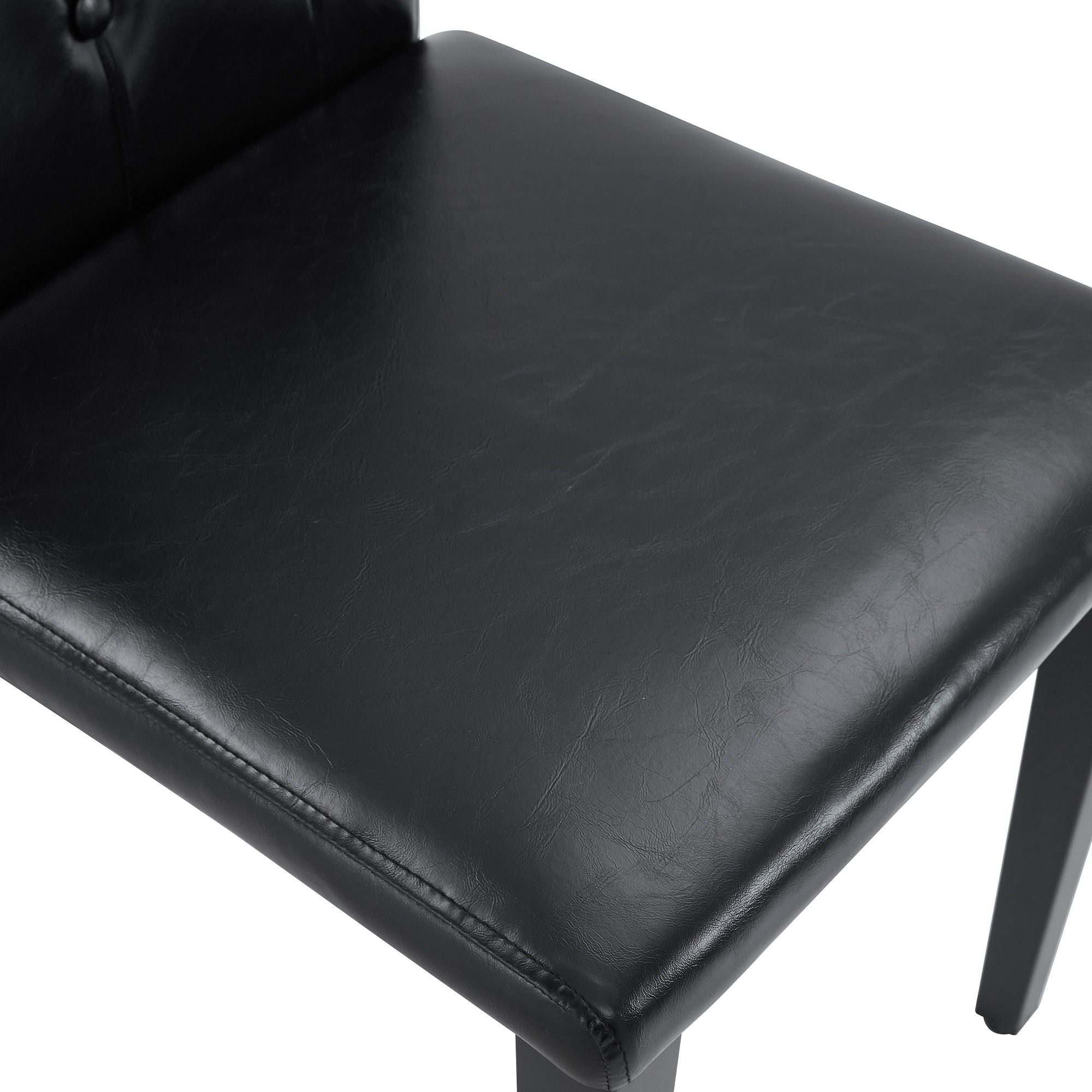 Dining Chairs With Ergonomic Buckle Backrest, Comfortable & Textured For Home (Set of 4) - Black