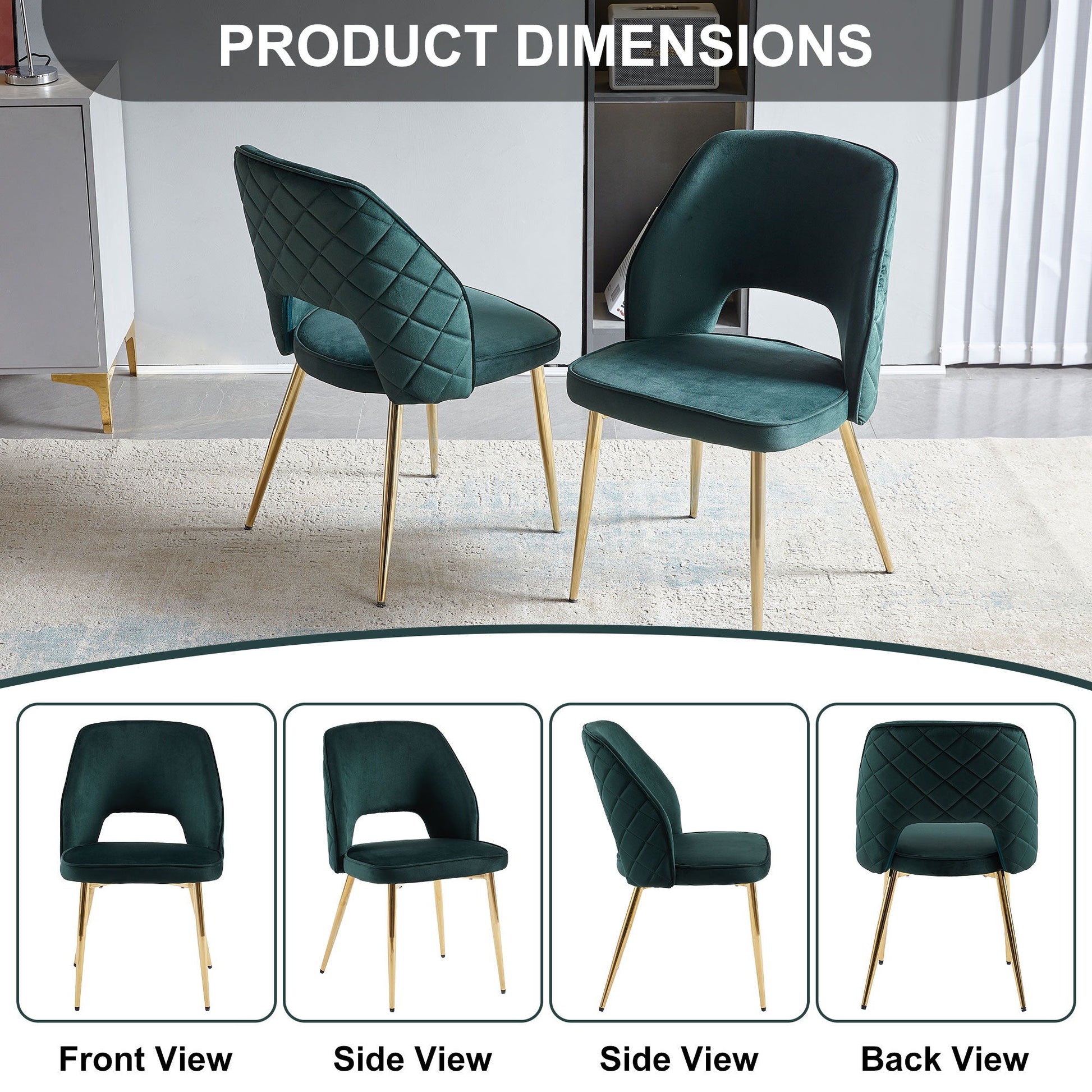 Velvet Dining Chairs With Metal Legs And Hollow Back Upholstered Dining Chairs - Best Buy Furniture
