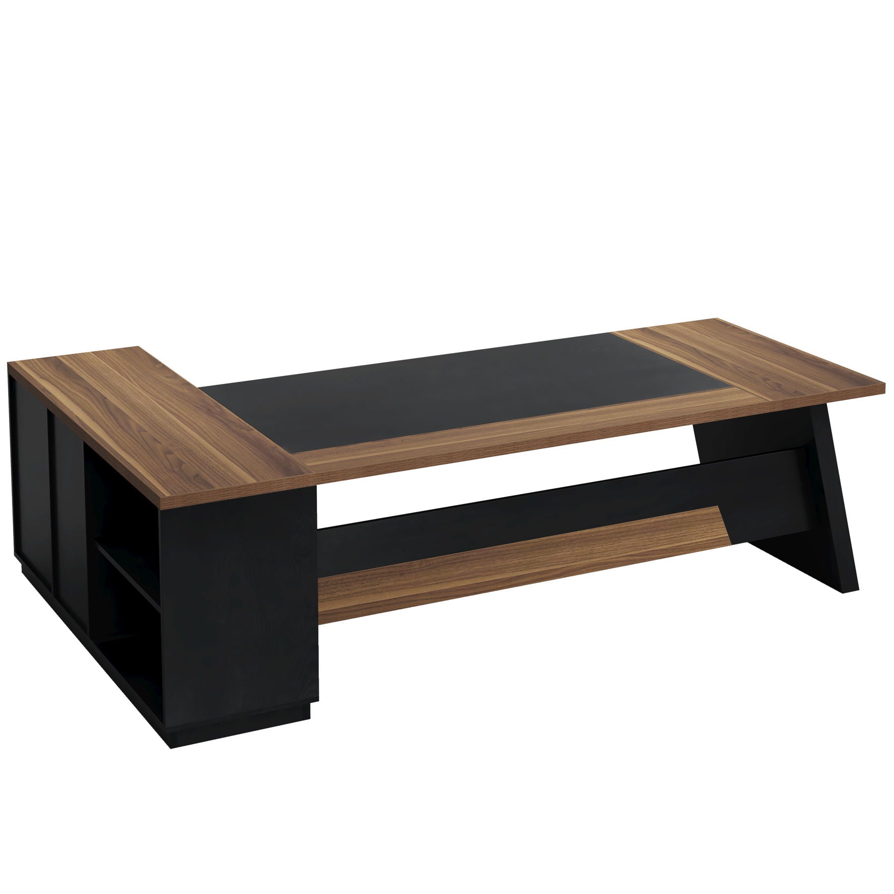 L-Shaped Executive Desk With File Cabinet & Drawers, Large Home Office Computer Workstation