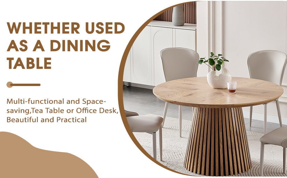 Wooden Dining Table with Oval Top and Slatted Legs