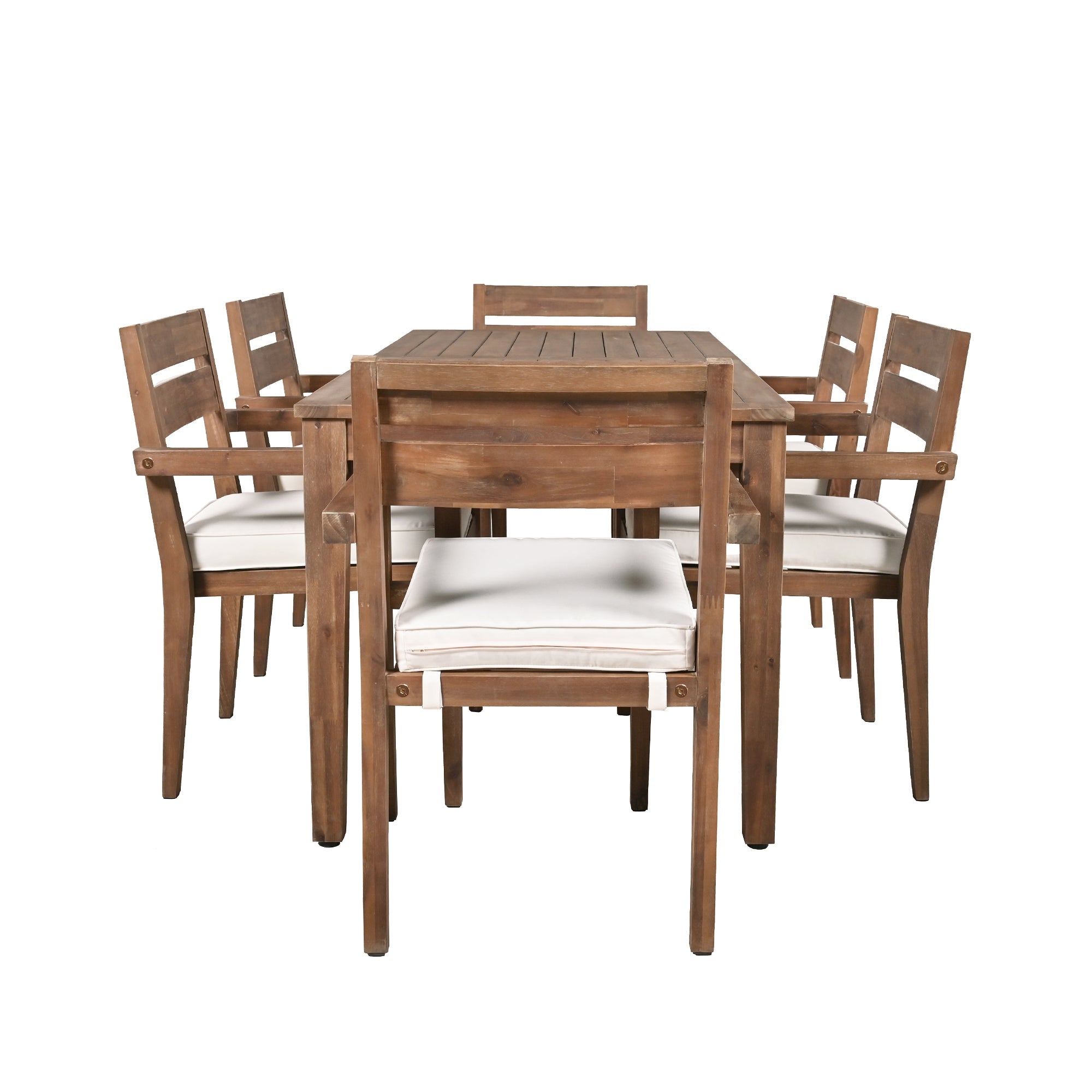 U_Style 7 Pieces Acacia Wood Outdoor Dining Set with Cushions
