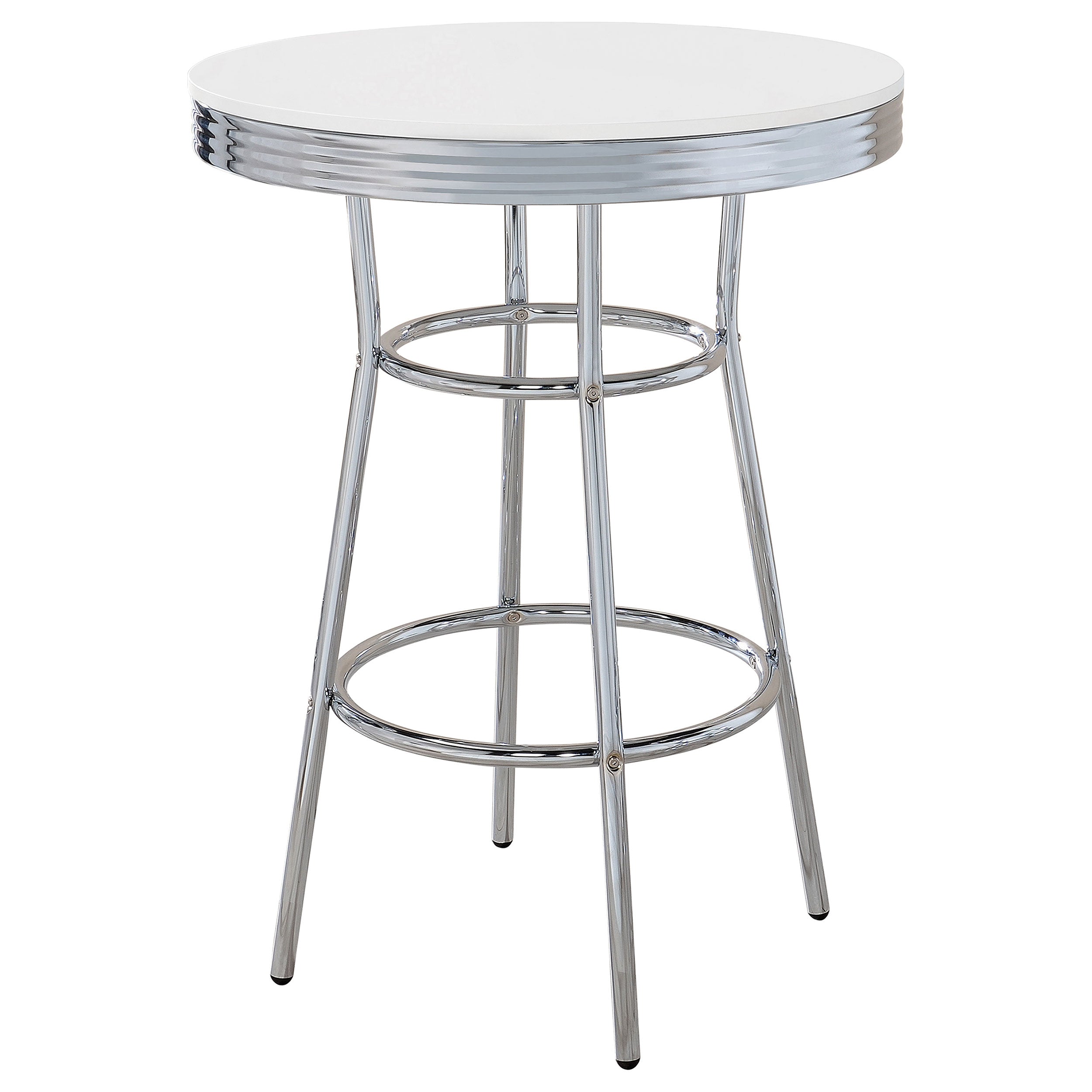 Retro 3-piece Round 1950s Bistro Pub Bar Table Set White-