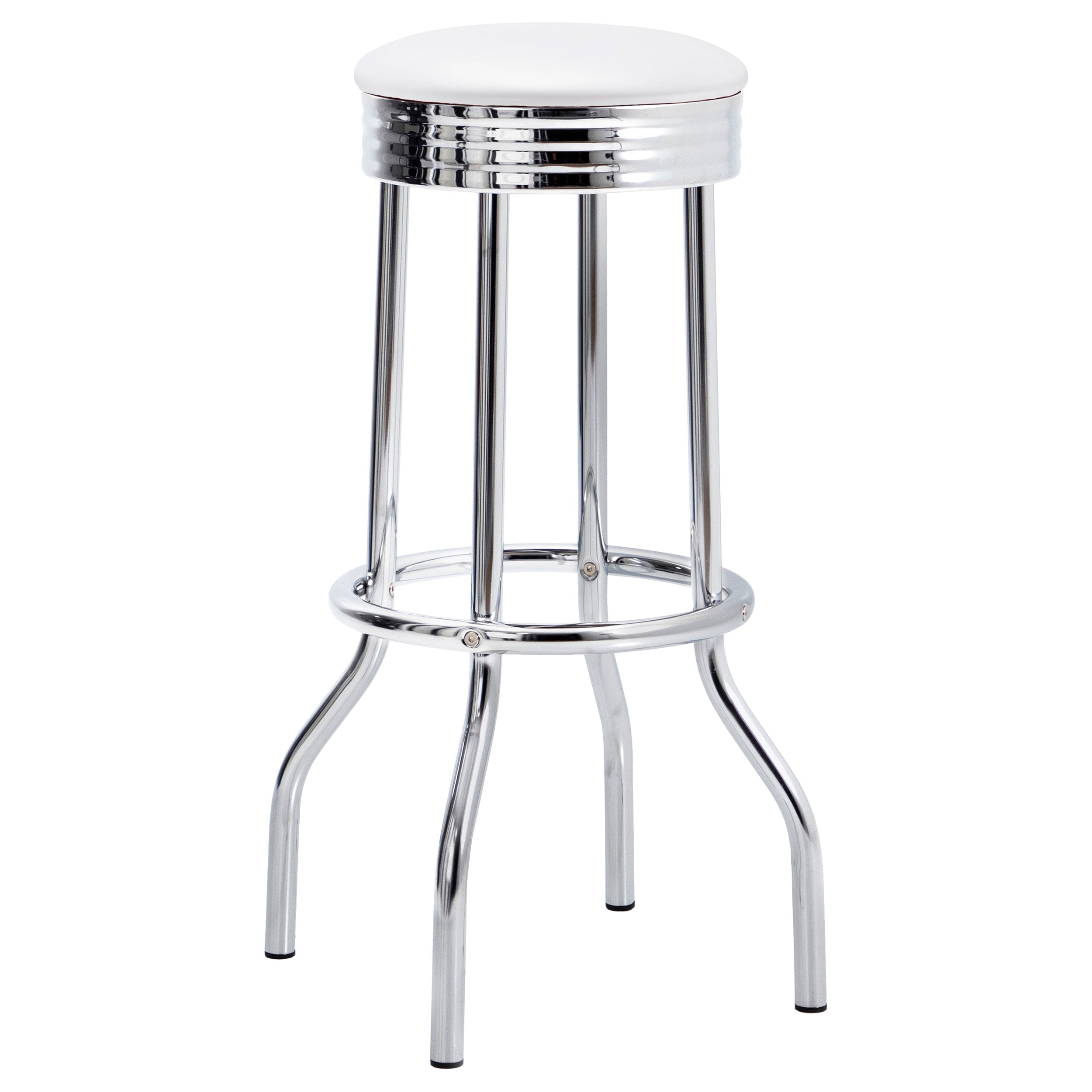 Retro 3-piece Round 1950s Bistro Pub Bar Table Set White-