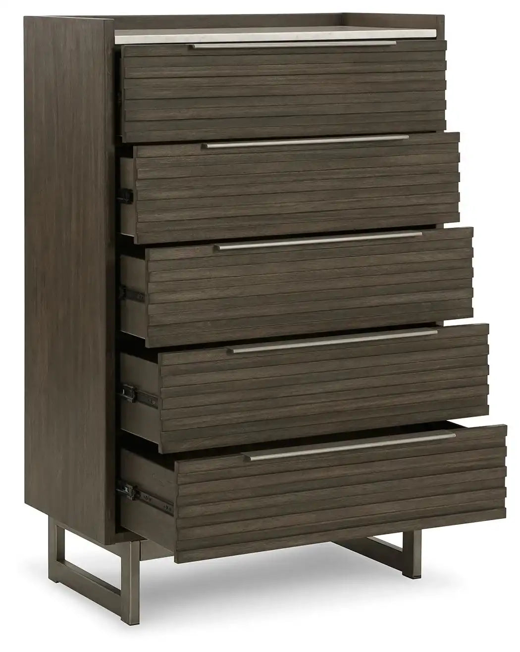 Arkenton - Five Drawer Chest - Grayish Brown / White - Best Buy Furniture