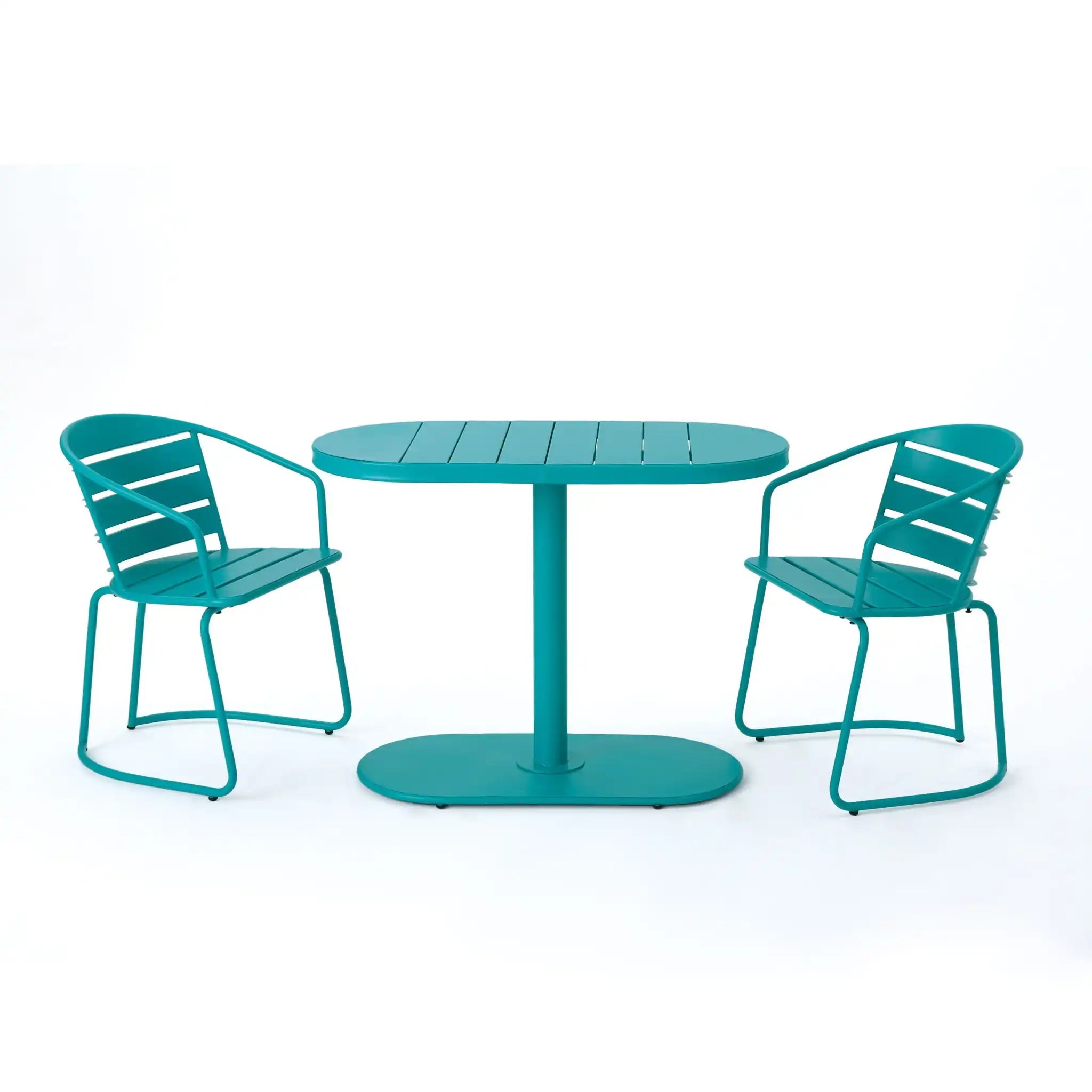 3 Piece Elegant Outdoor Bistro Set With 2 Chairs And Oval Table