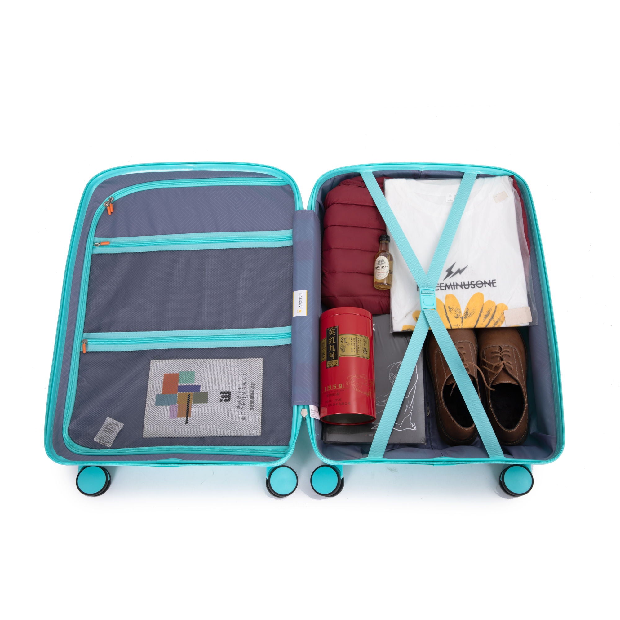 3 Piece Set Expandable Hardshell Suitcase Double Spinner Wheels