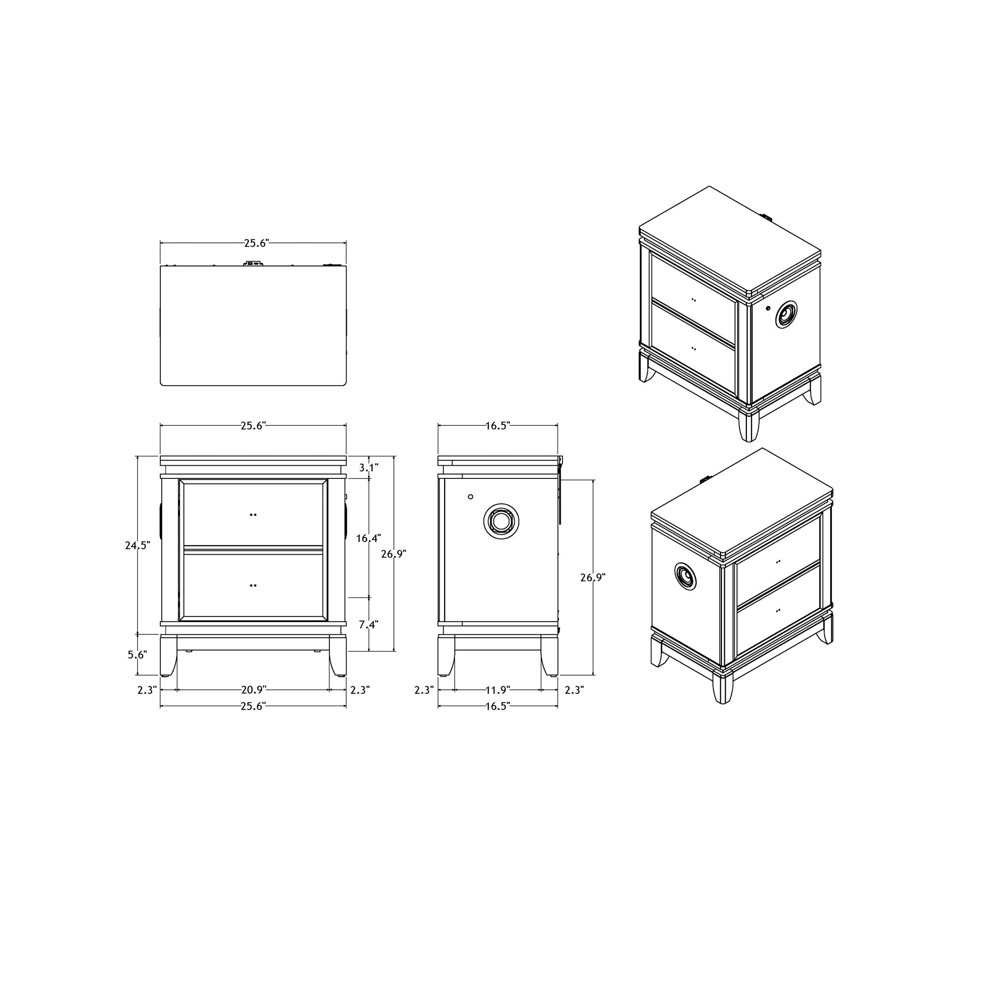 Adelaide - Nightstand With Cooler And Speaker - Grey / Black