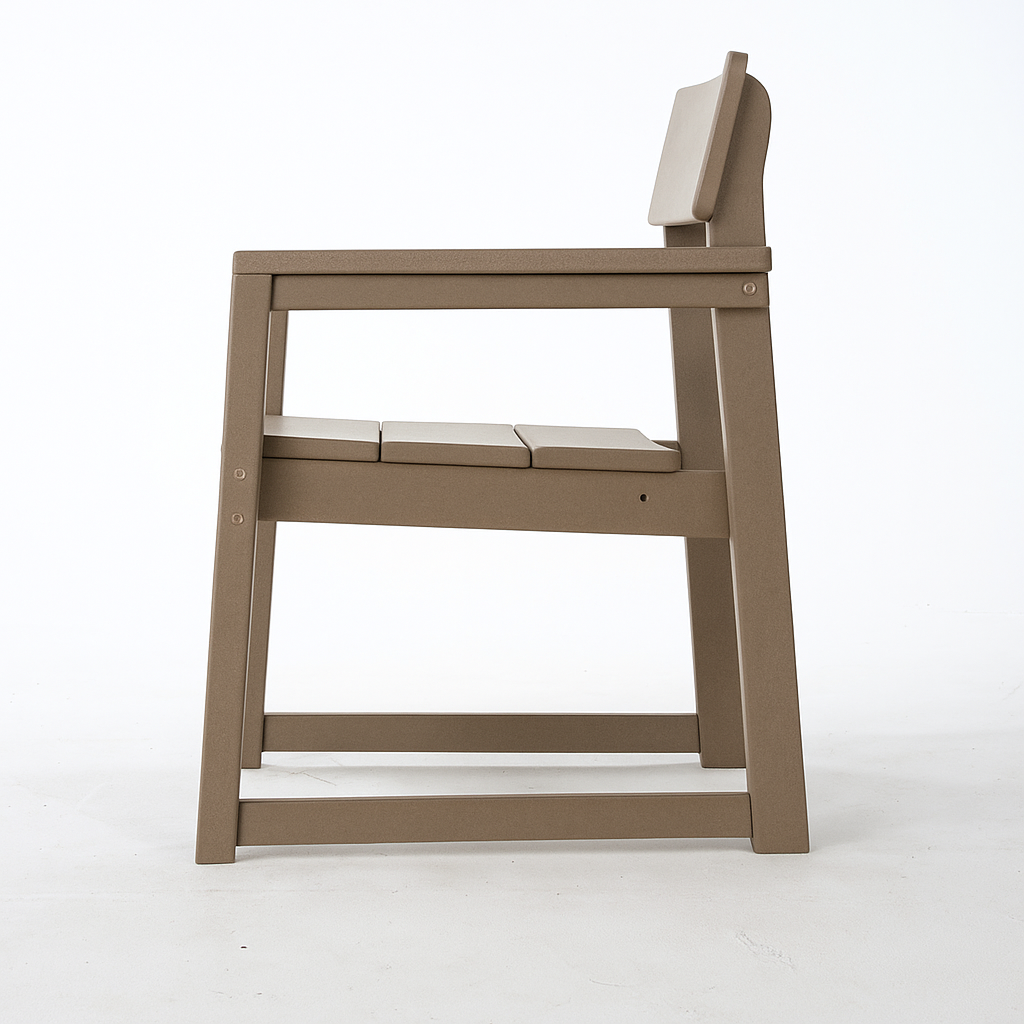 Antique Wood Color HDPE Outdoor & Garden Armchairs with Backrest