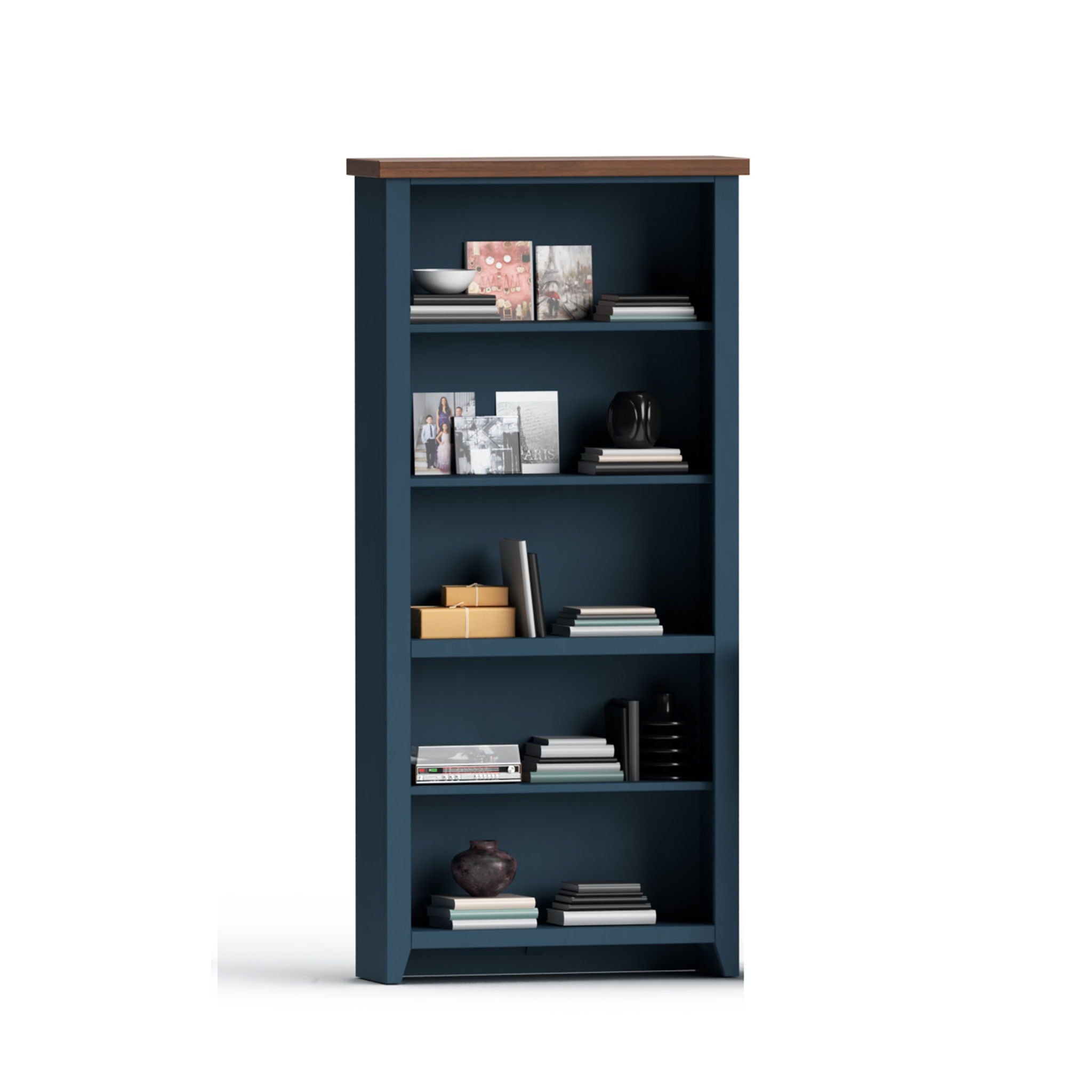 5 Shelf Bookcase - Blue Denim / Whiskey
