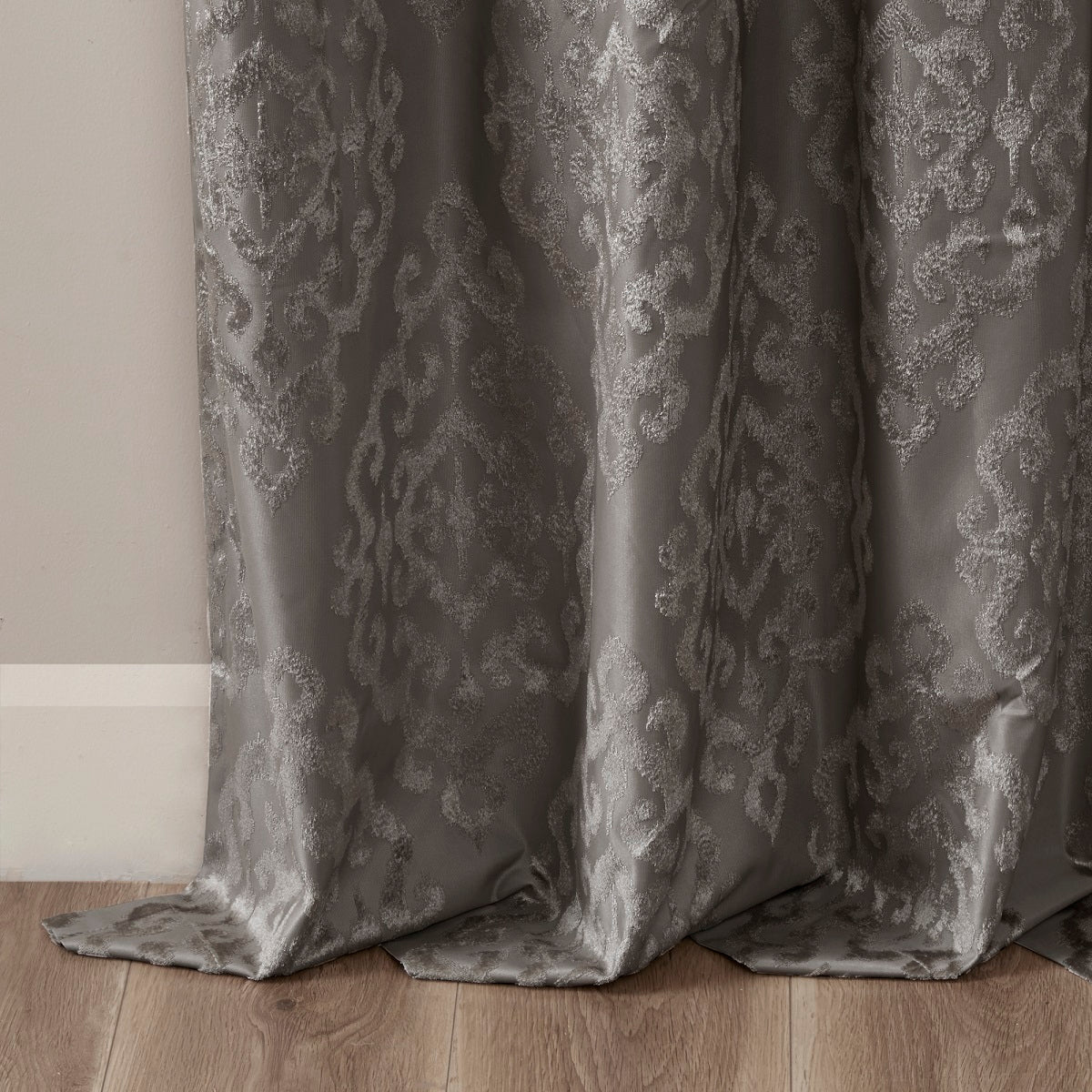 Knitted jacquard damask total blackout grommet top curtain panel (only 1 pc panel)