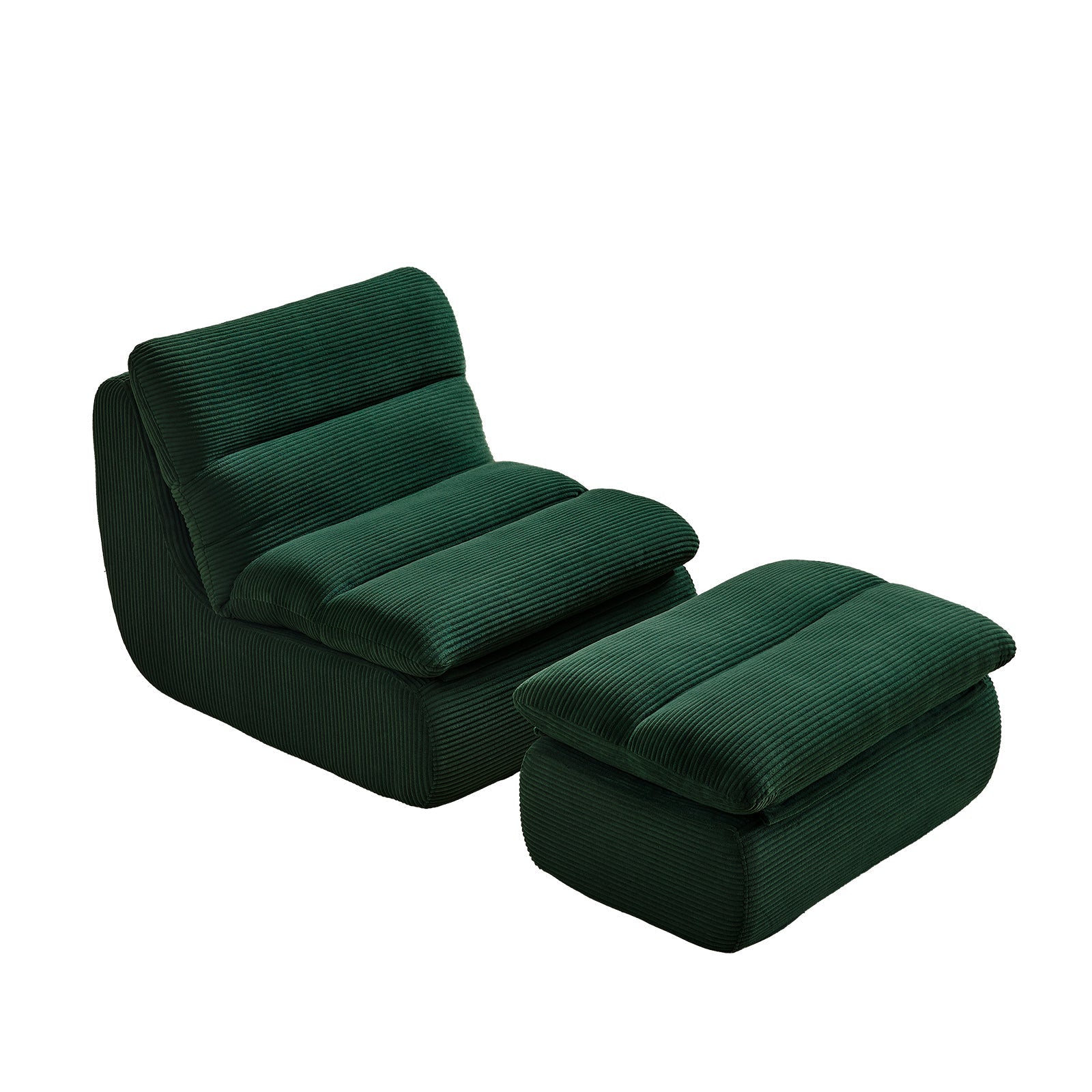 Modern Compressed Lounge Chair with Ottoman - Cozy Corduroy Recliner