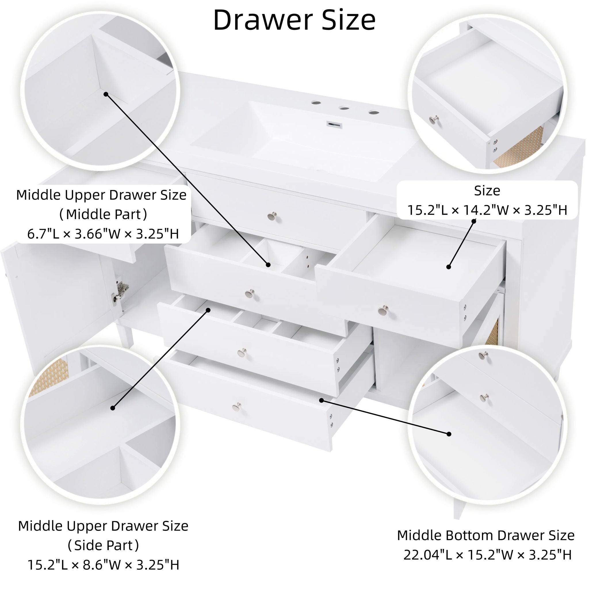 Bathroom Vanity With Sink, 5 Legs, Soft Close Drawers