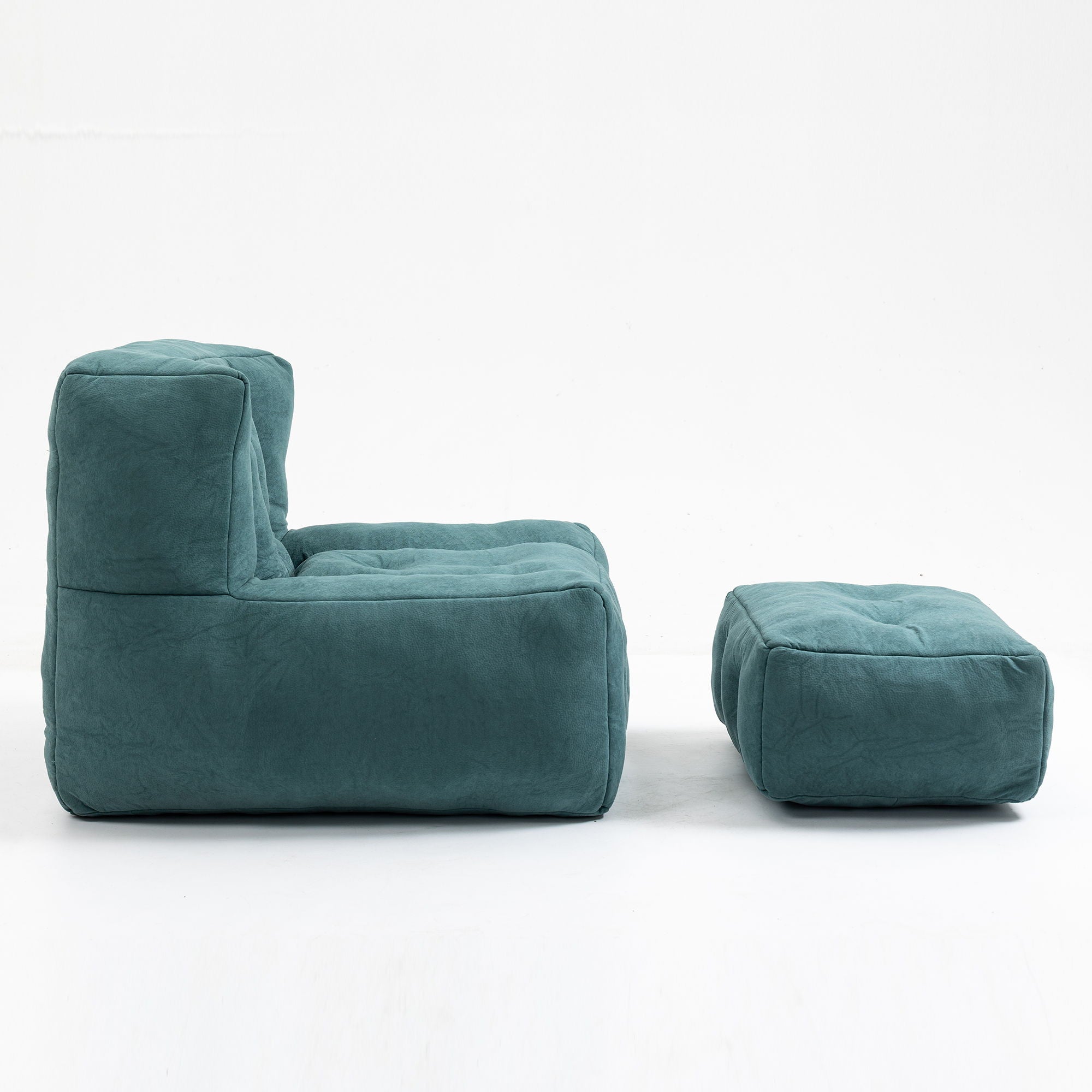 Modern Indoor Fluffy Bean Bag Chair With Memory Foam And Ottoman, Super Soft