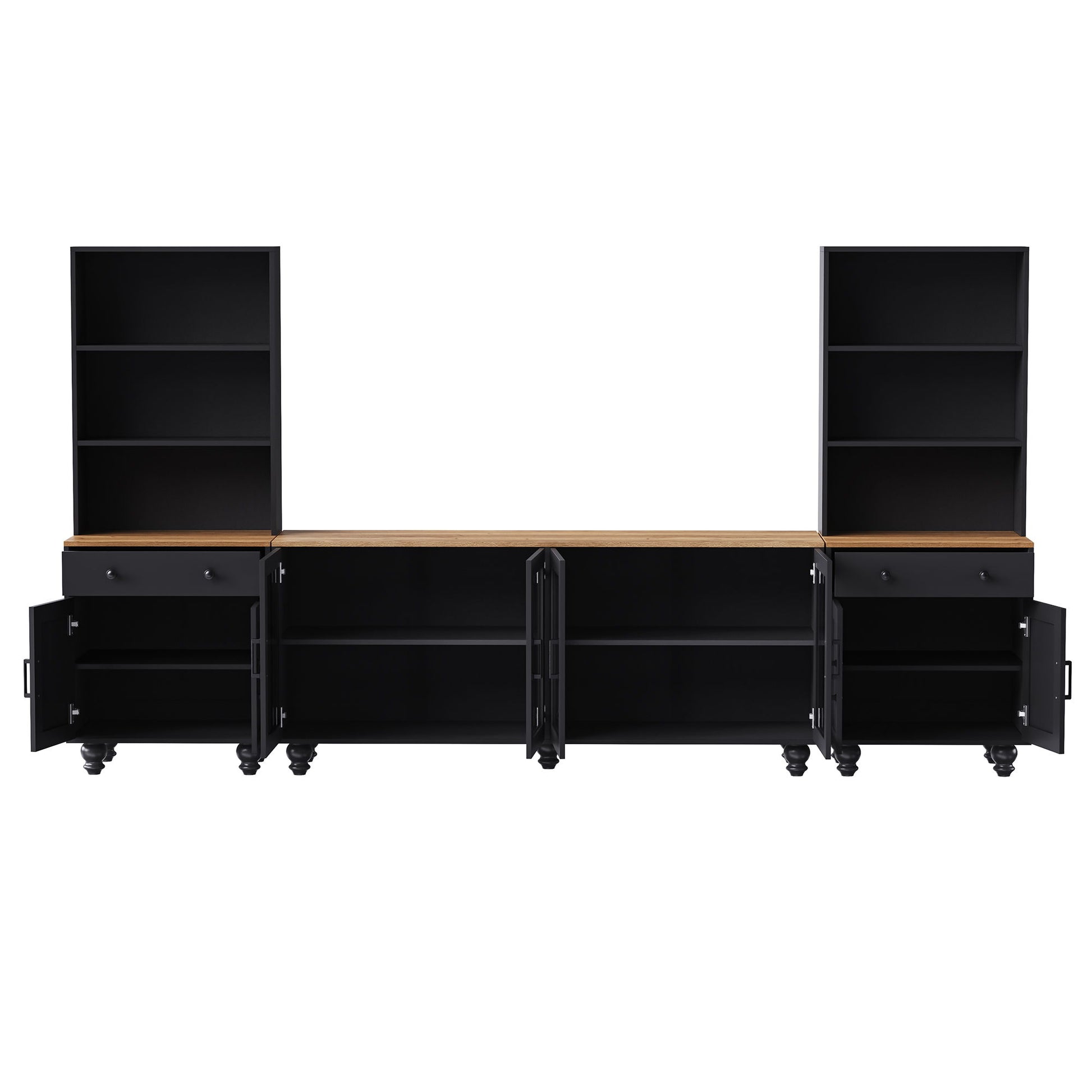 Farmhouse TV Stand With Solid Wood Gourd Shaped Legs For TVs Up To 70" - Best Buy Furniture