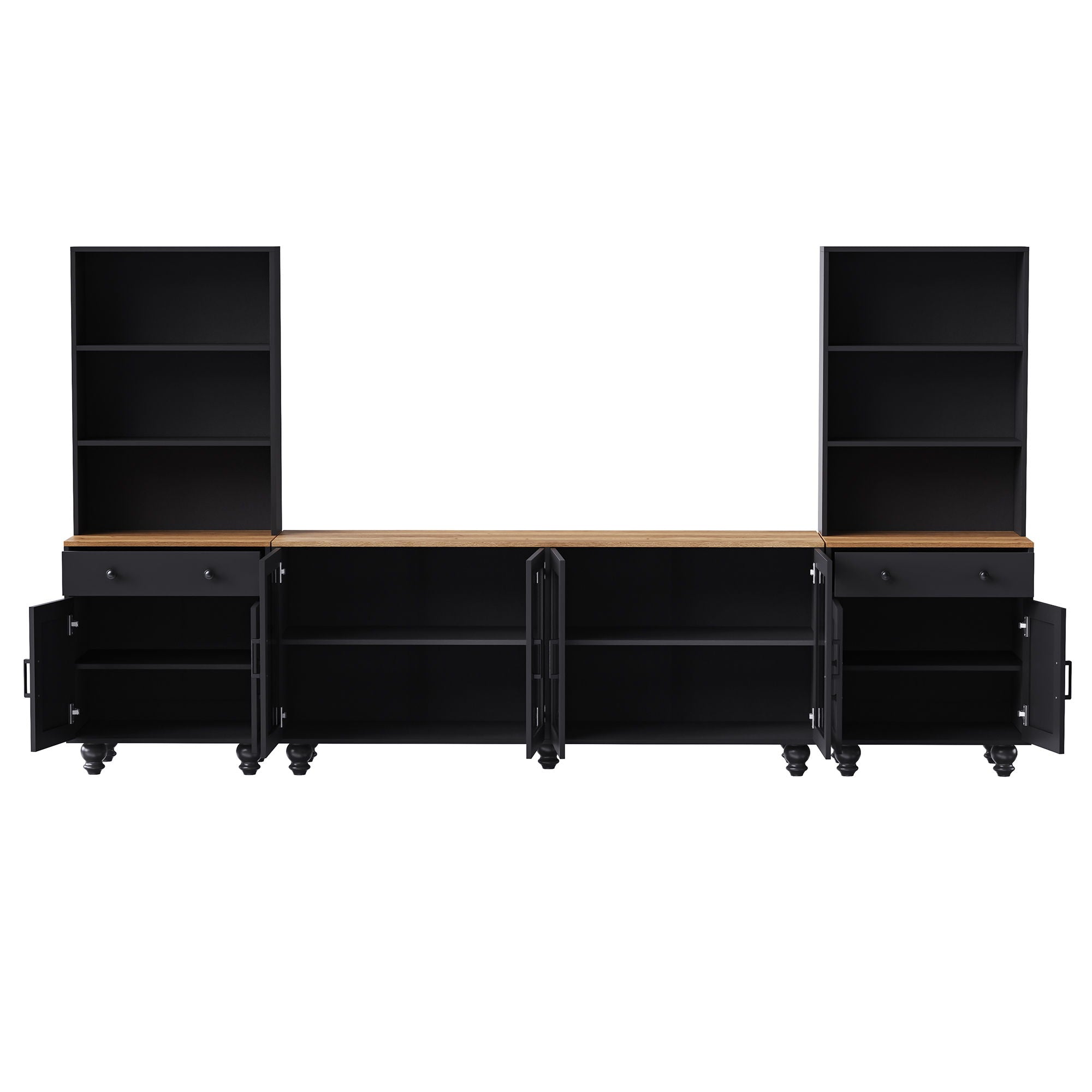 Farmhouse TV Stand With Solid Wood Gourd Shaped Legs For TVs Up To 70" - Best Buy Furniture