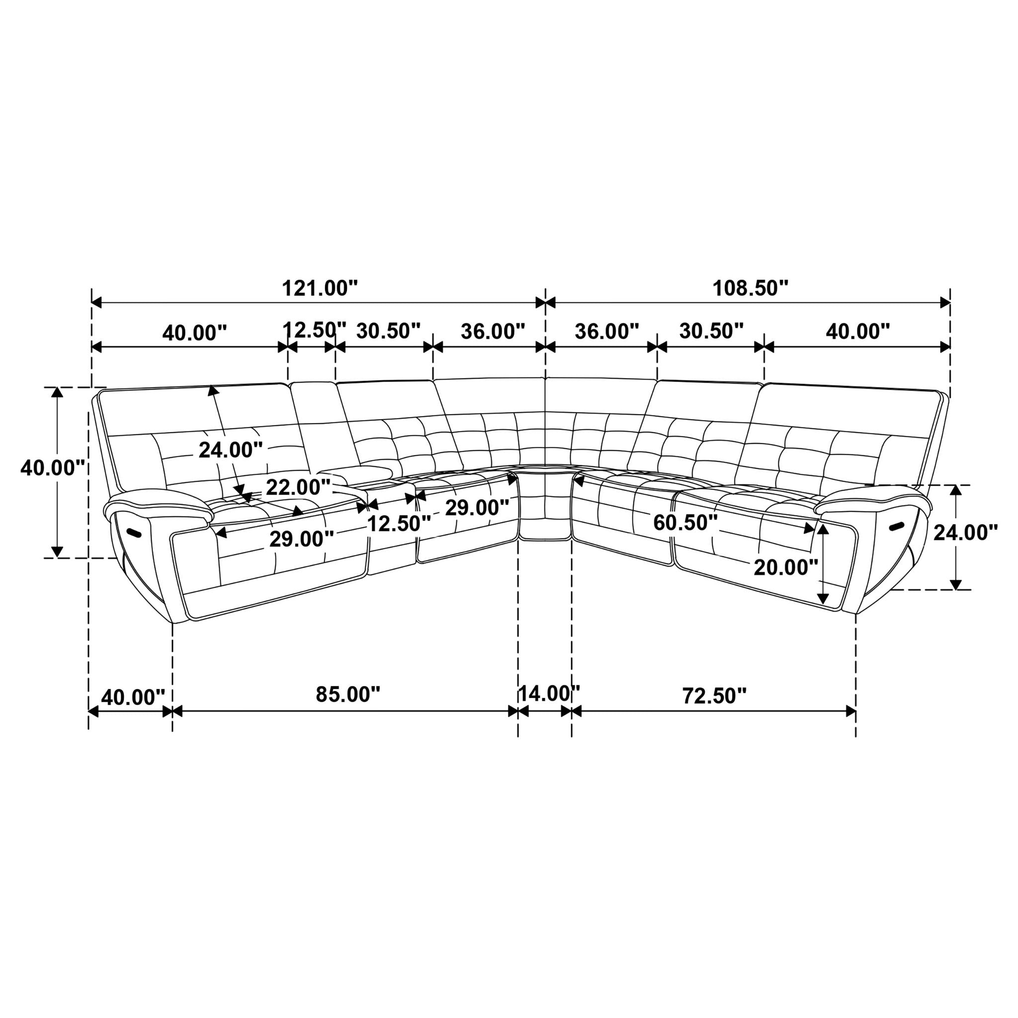 Hayden - Dual Power Reclining Sectional Sofa - Black