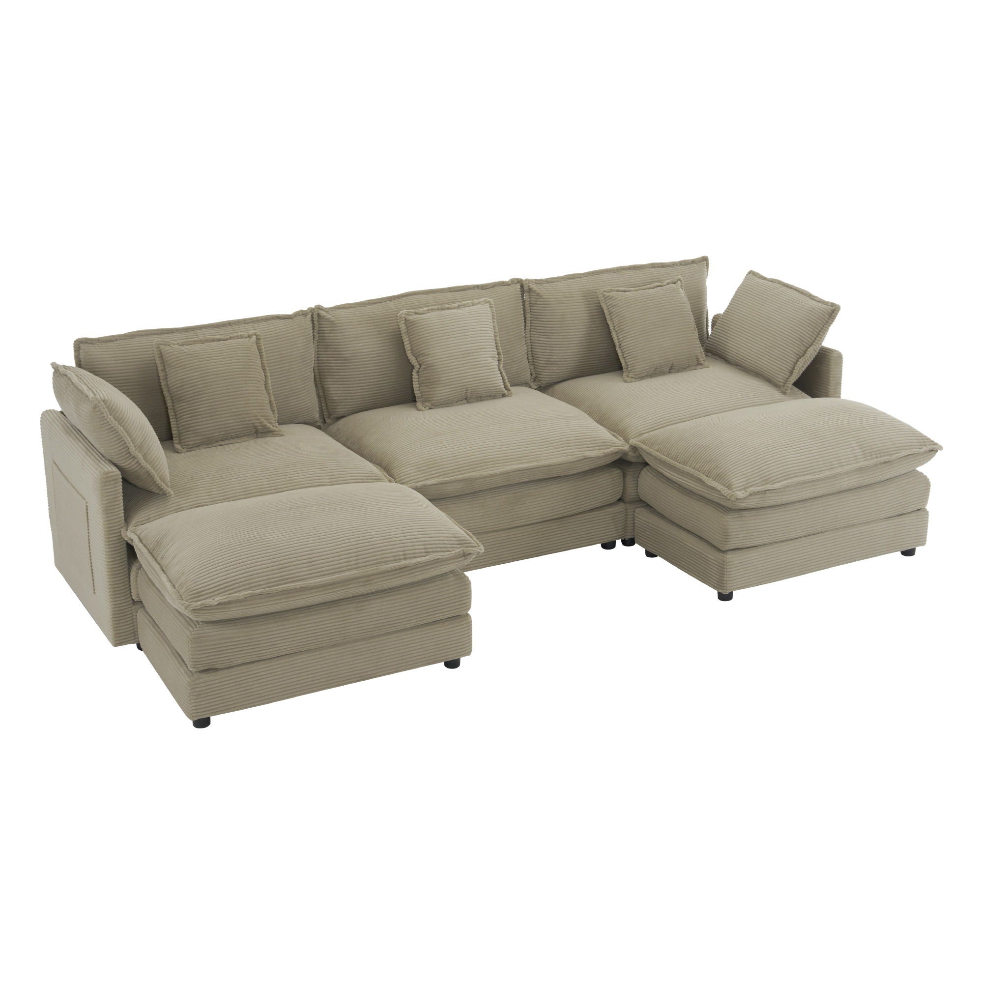 Modern Modular Sectional Sofa With Side Storage Pockets For Living Room