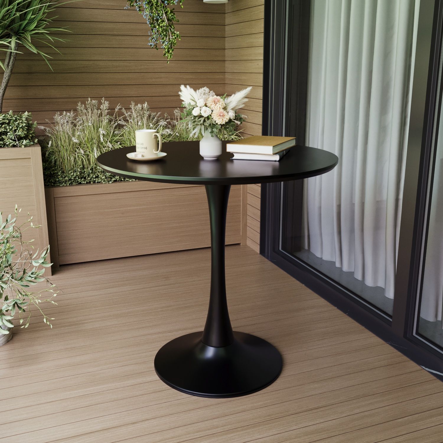 Mid Century Modern Round Dining Table With Top & Pedestal Base
