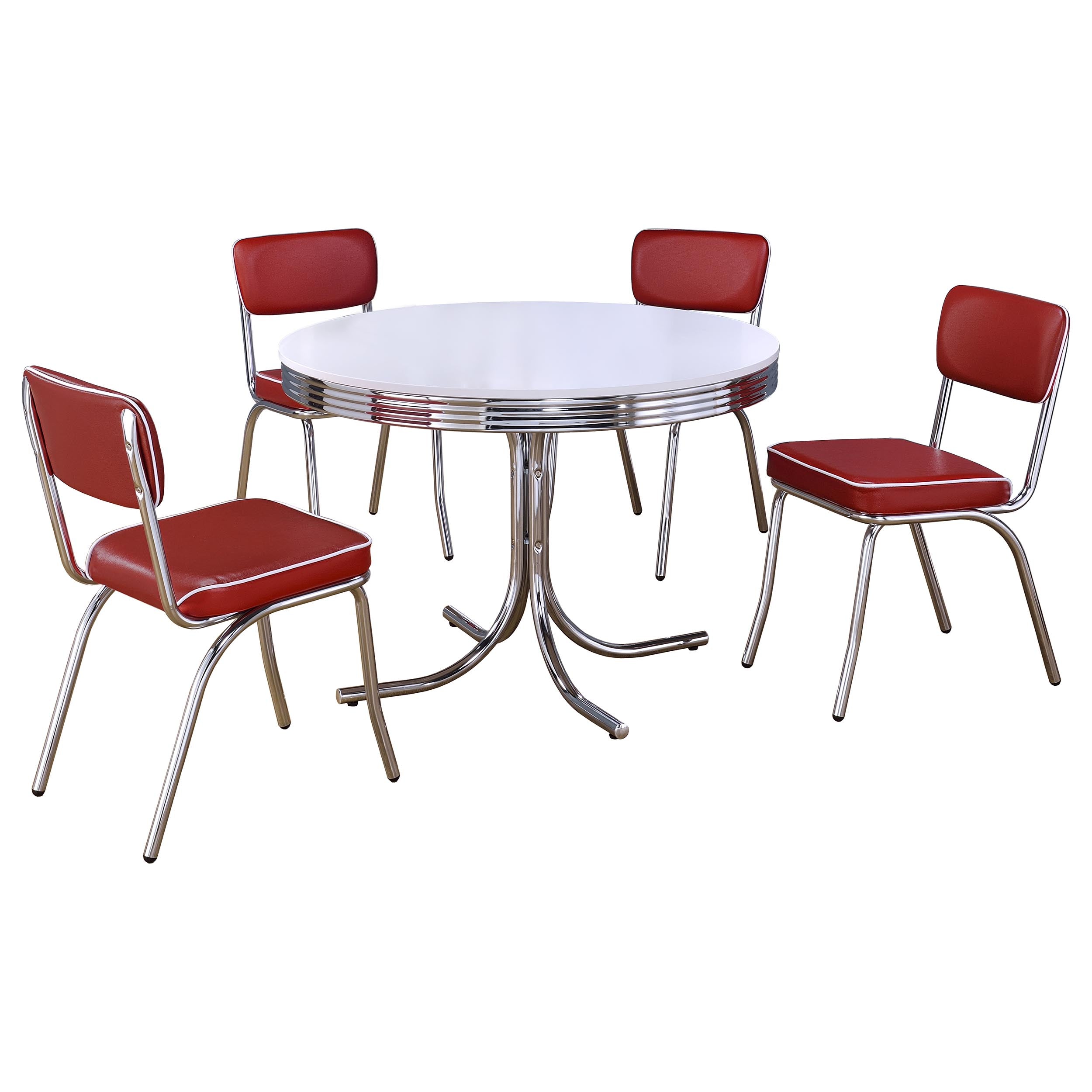Retro 5-piece Round Dining Table Set White and Red-CoasterEveryday