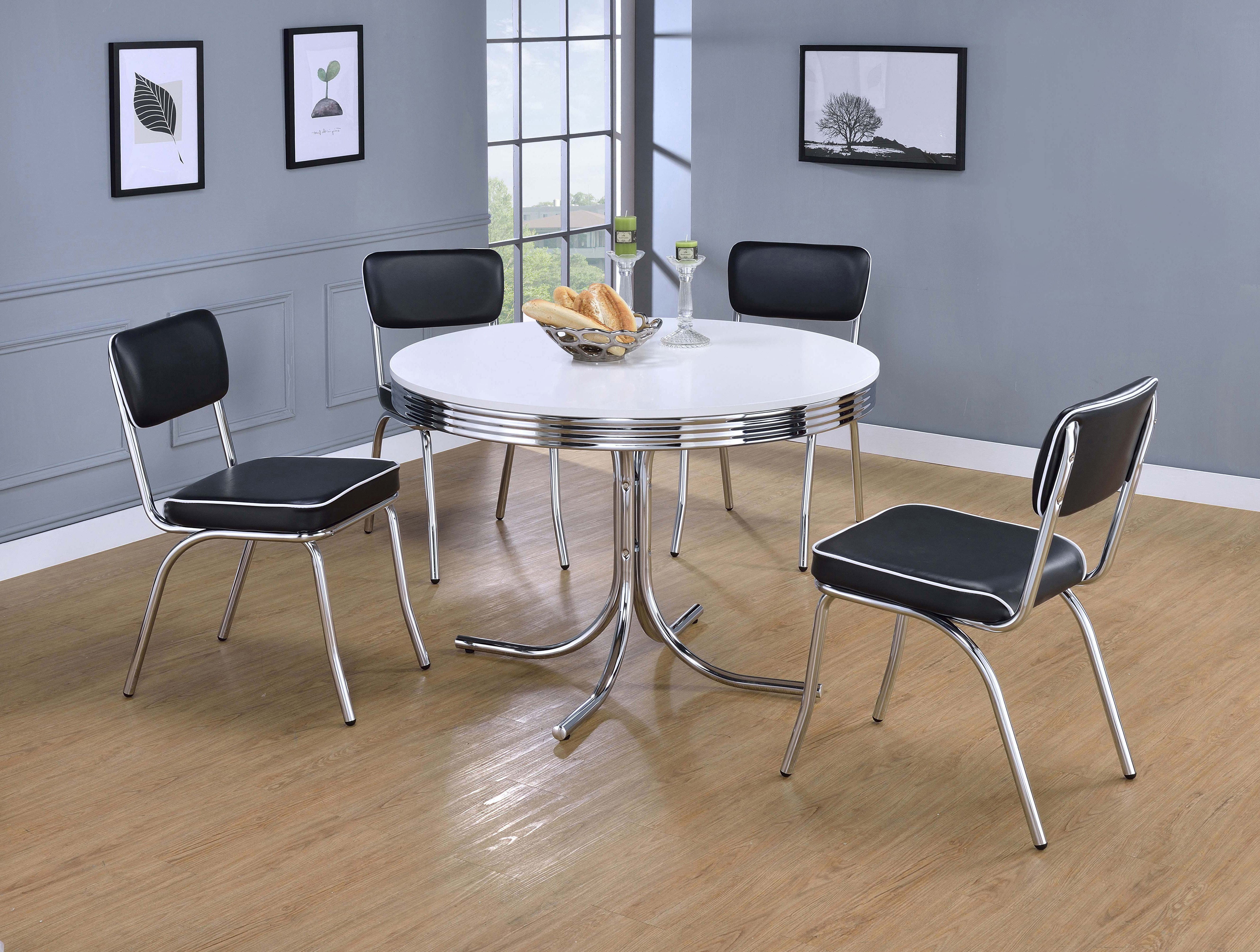 Retro 5-piece Round Dining Table Set White and Black-CoasterEveryday